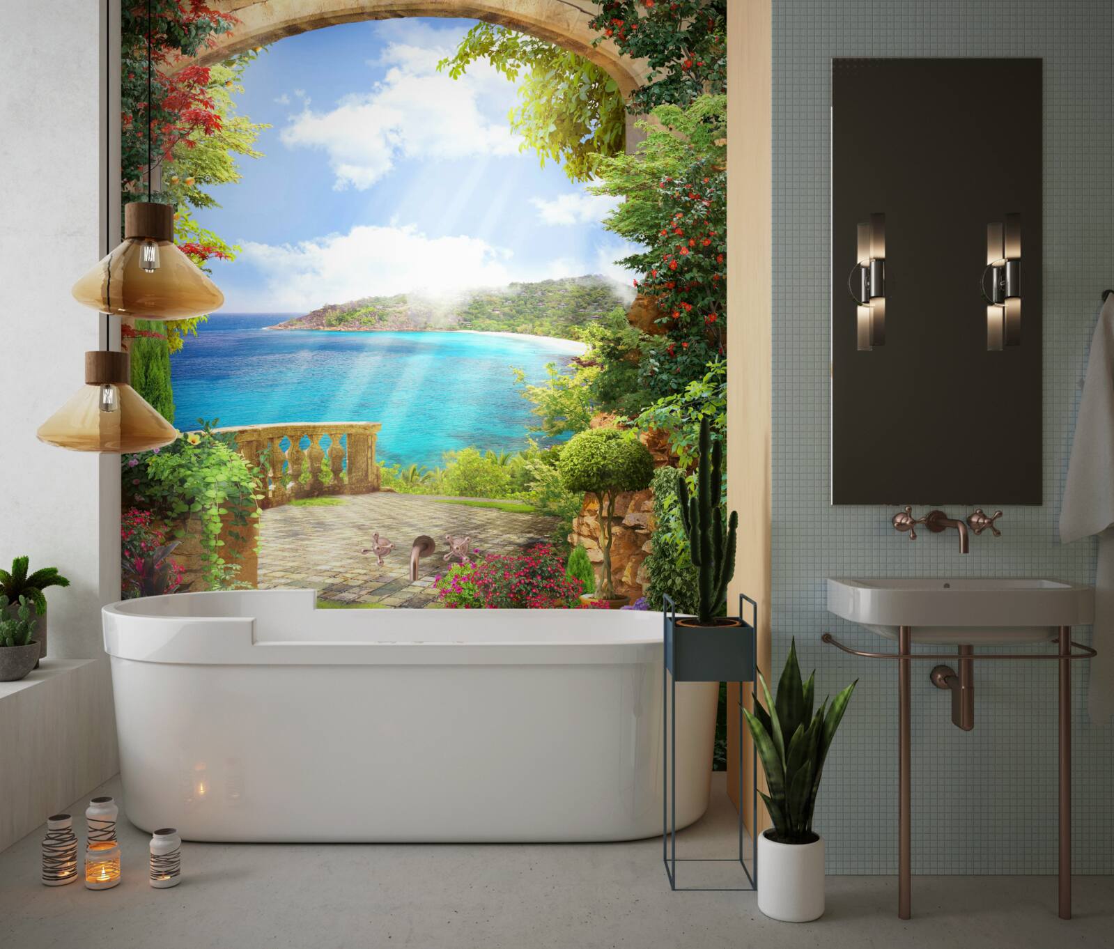 Fototapeta cesta na terasu s výhľadom na more