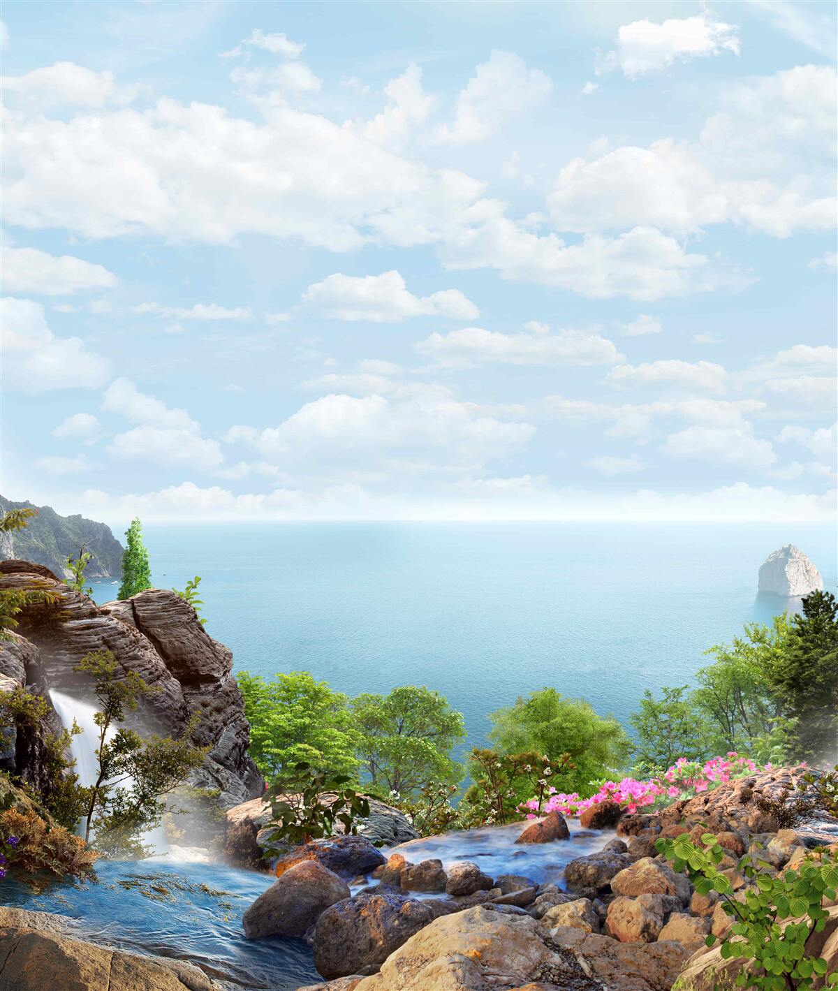 Fototapeta vodopád na okraji útesu