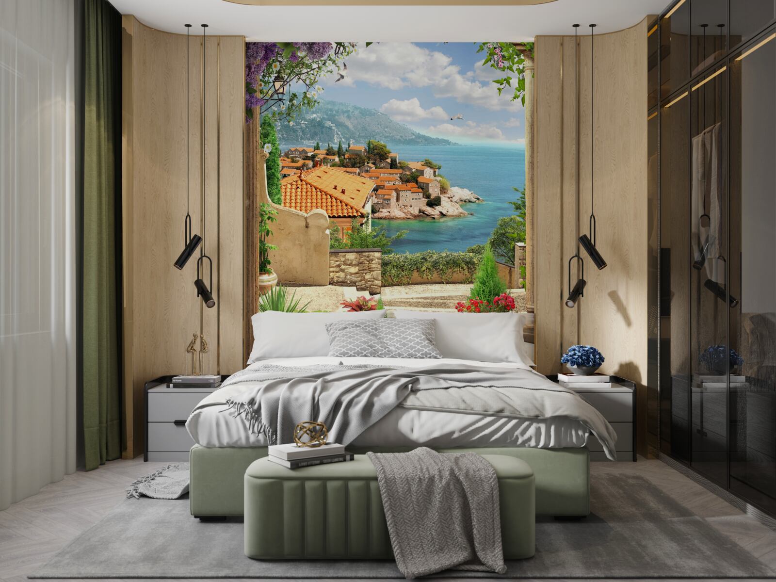 Fototapeta pohodlný dvor s výhľadom na more