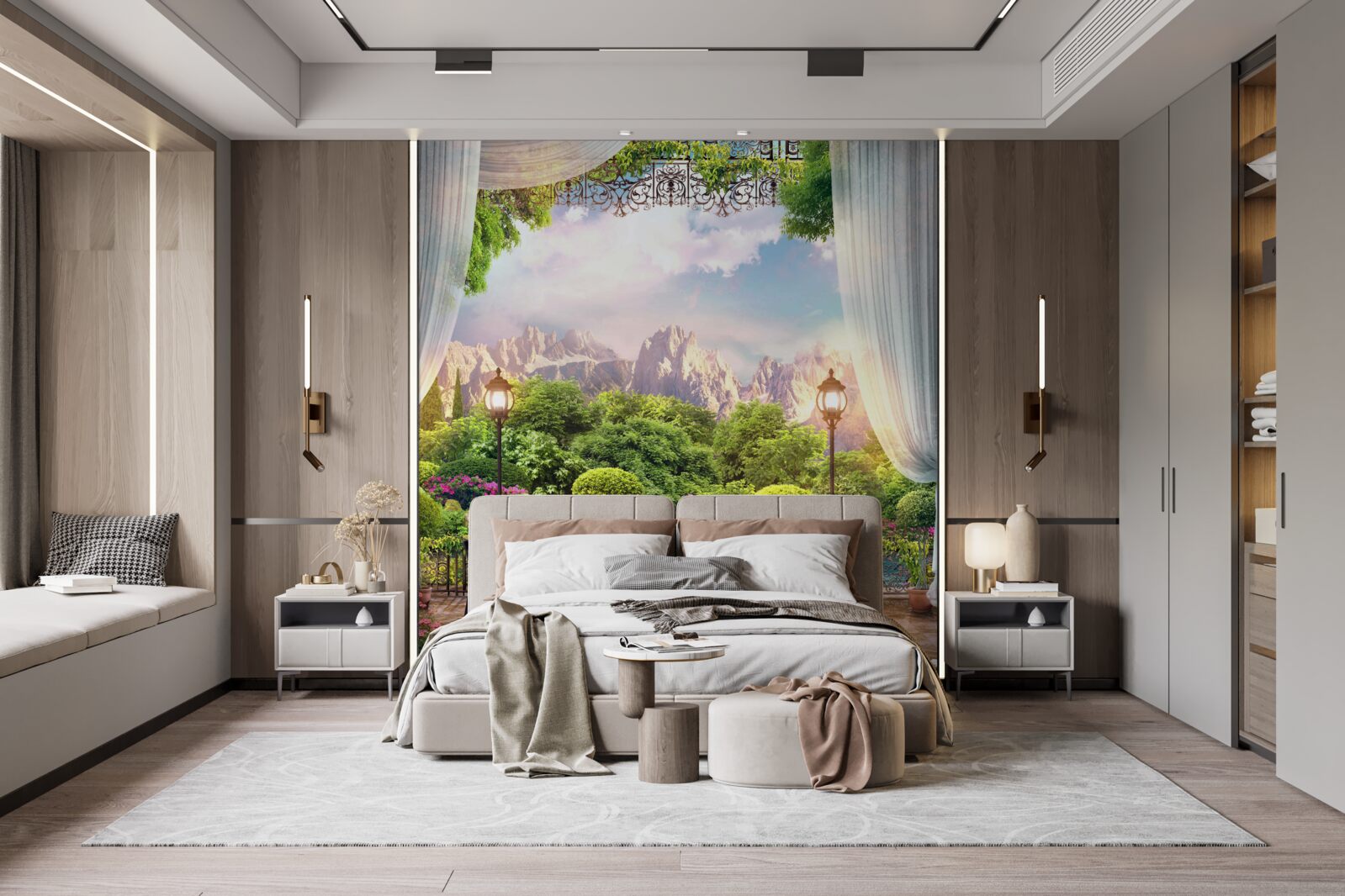 Fototapeta sedadlá v kaviarni so skvelou scenériou