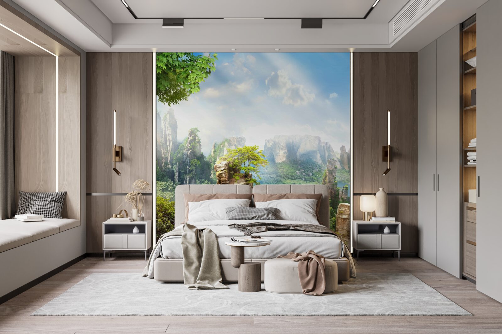 Fototapeta skaly posiate stromami