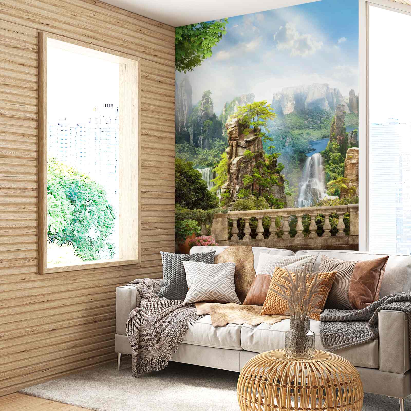 Fototapeta skaly posiate stromami