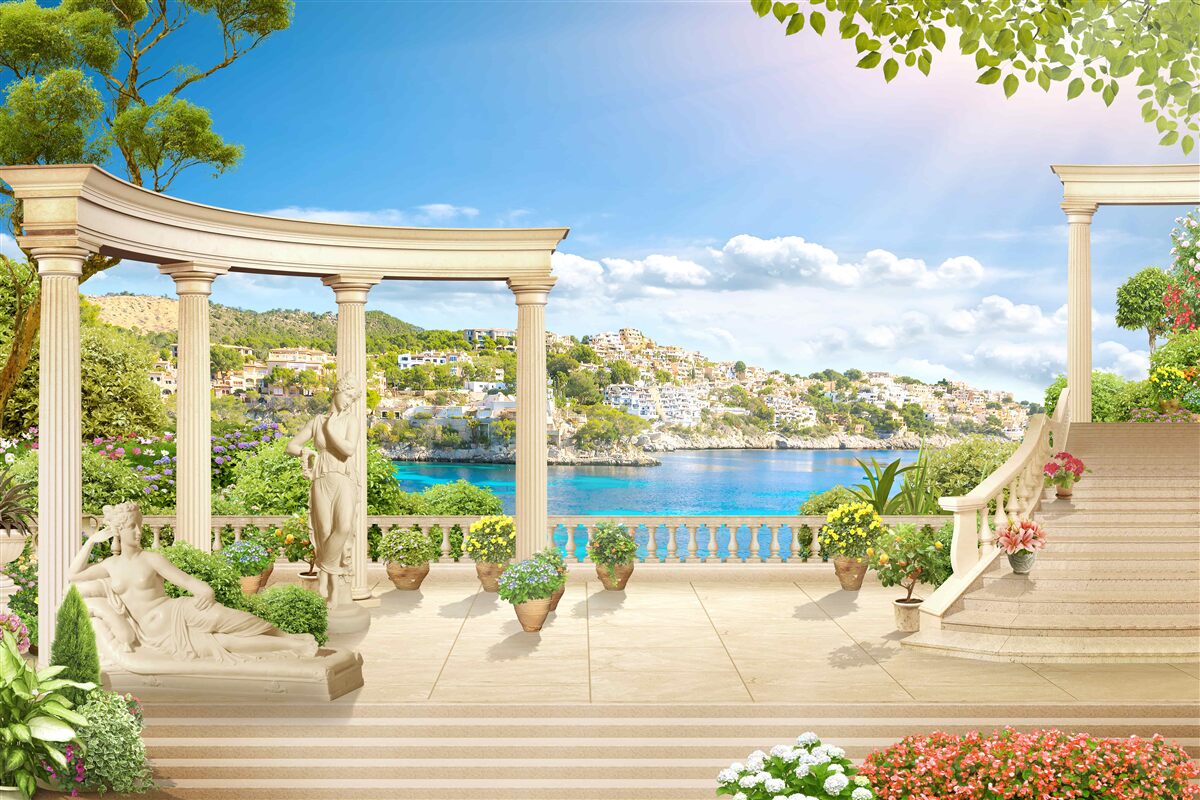 Fototapeta socha a oblúky na pozadí vody