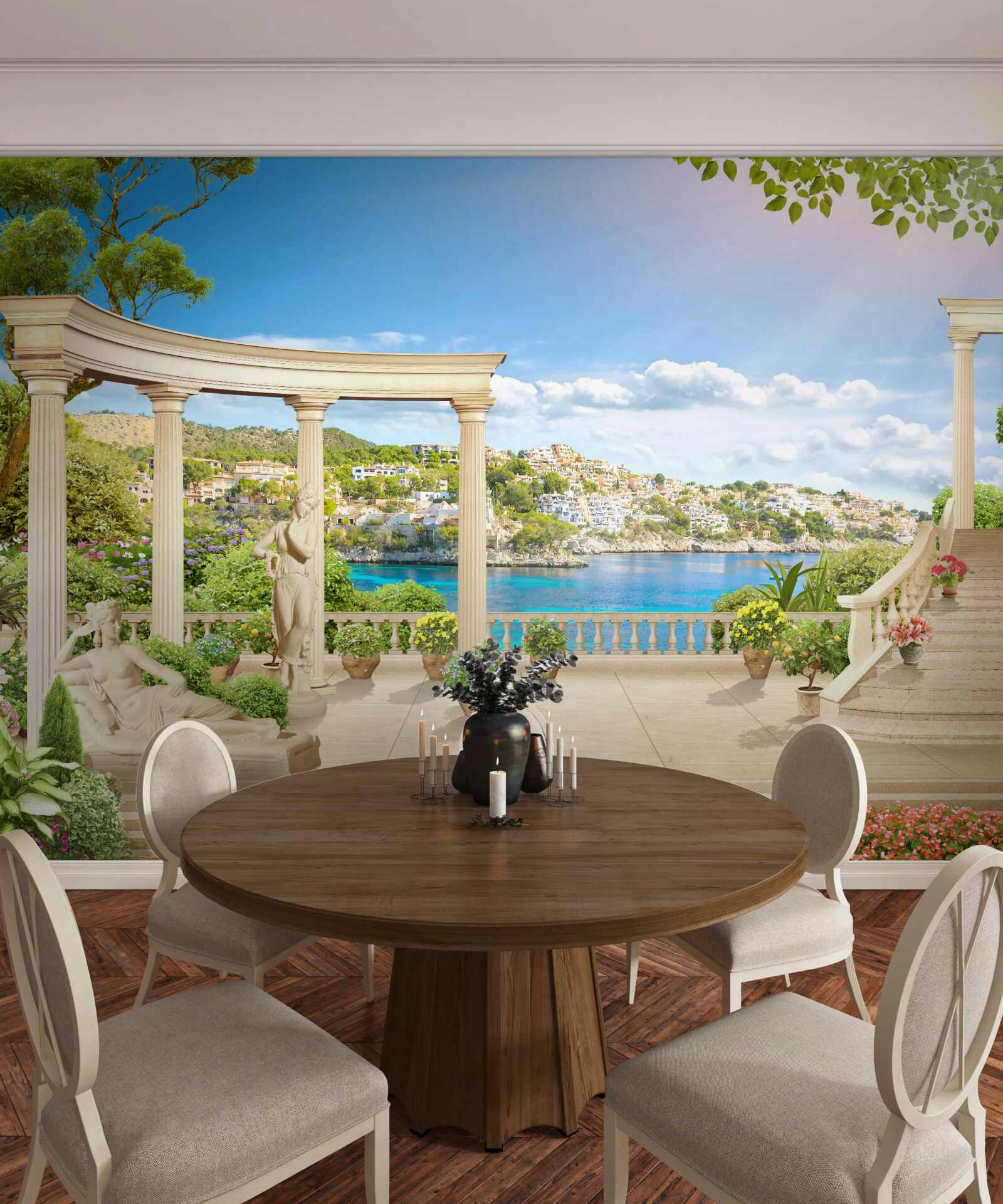 Fototapeta socha a oblúky na pozadí vody