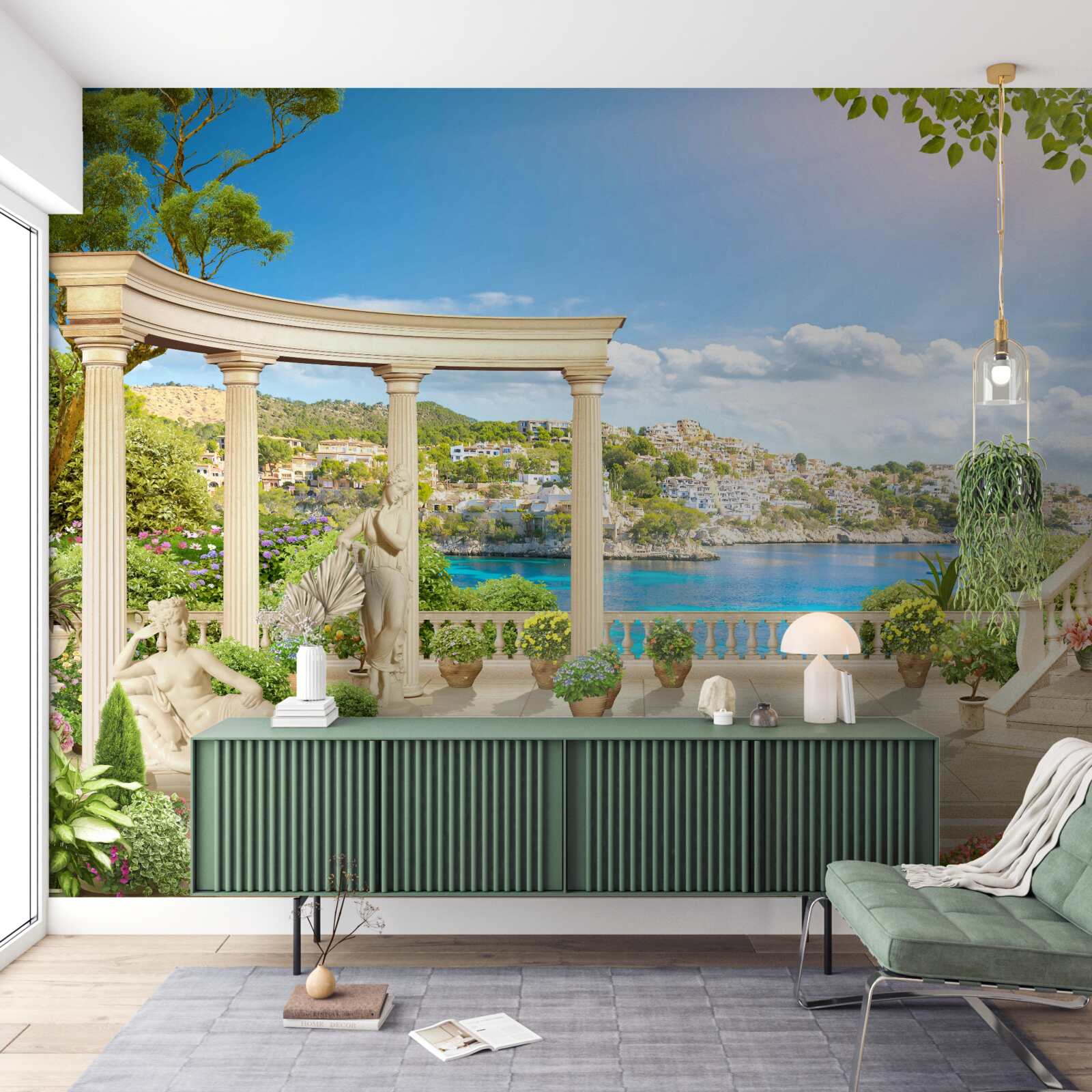 Fototapeta socha a oblúky na pozadí vody