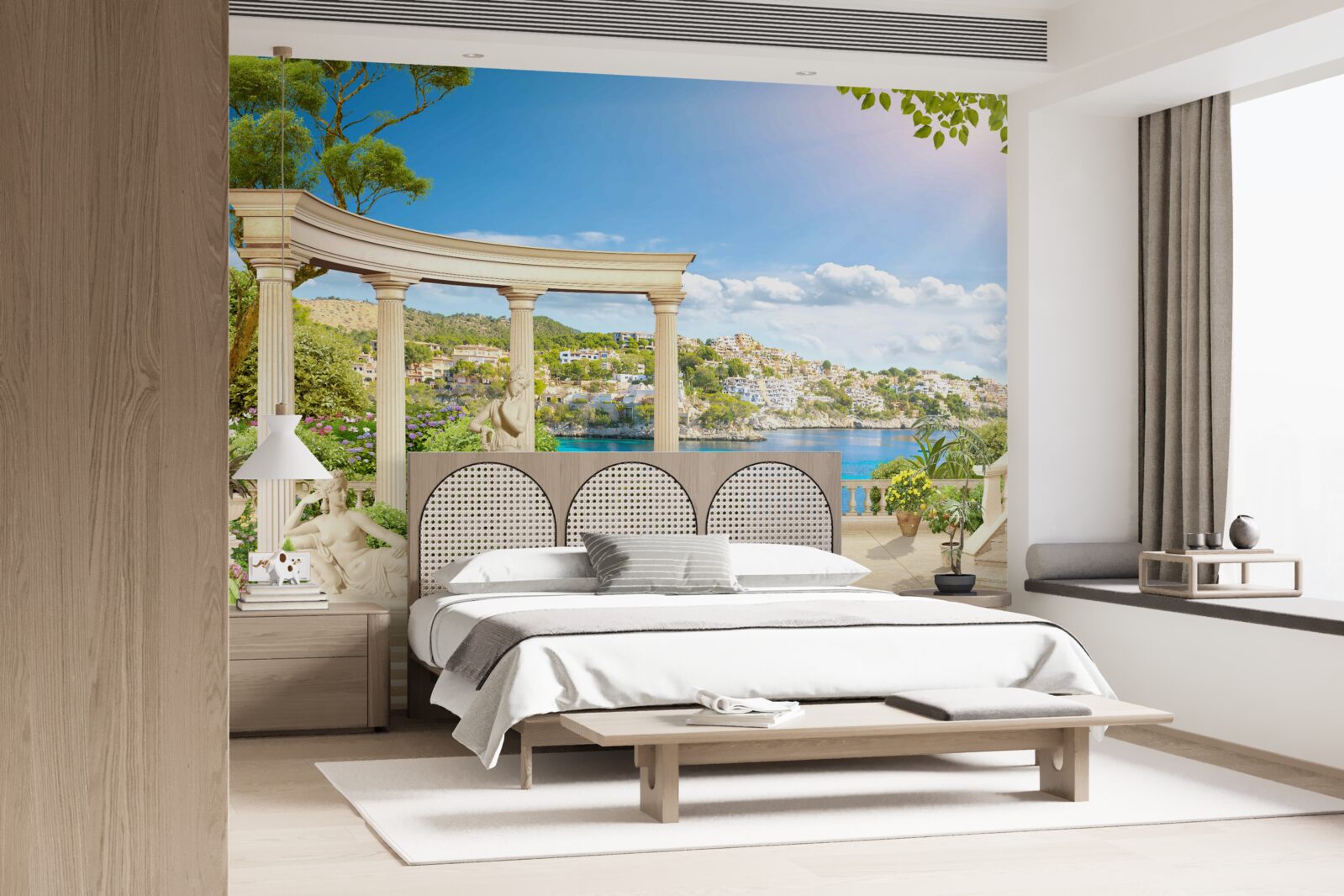 Fototapeta socha a oblúky na pozadí vody