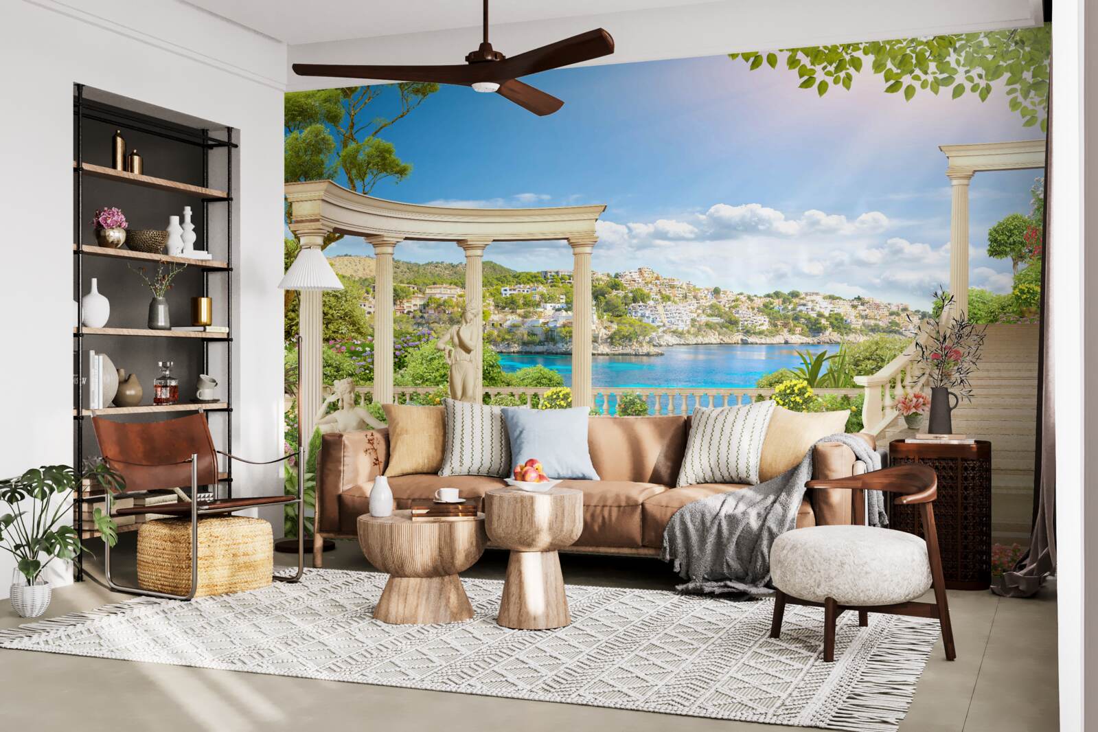 Fototapeta socha a oblúky na pozadí vody