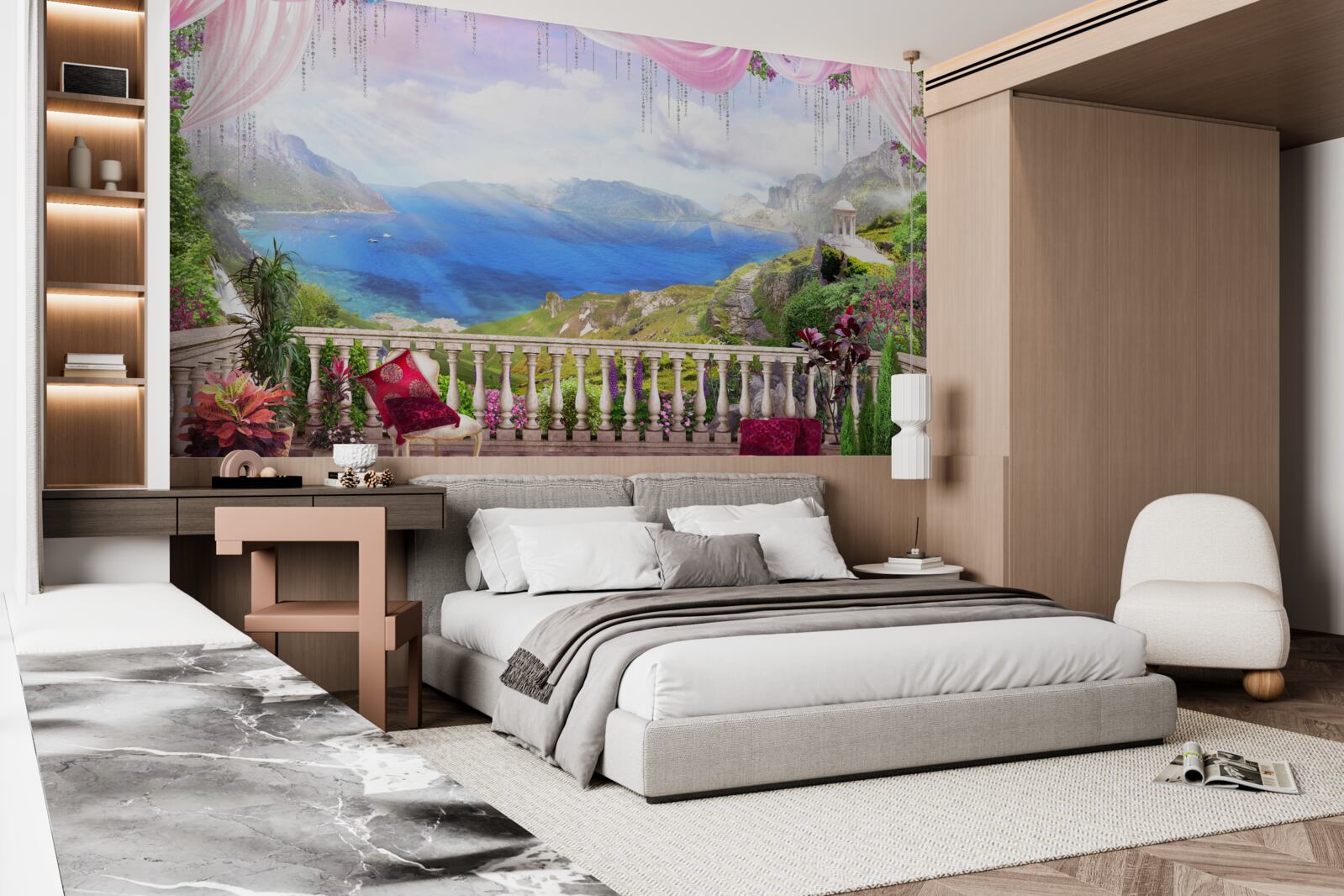 Fototapeta terasa s výhľadom na hory