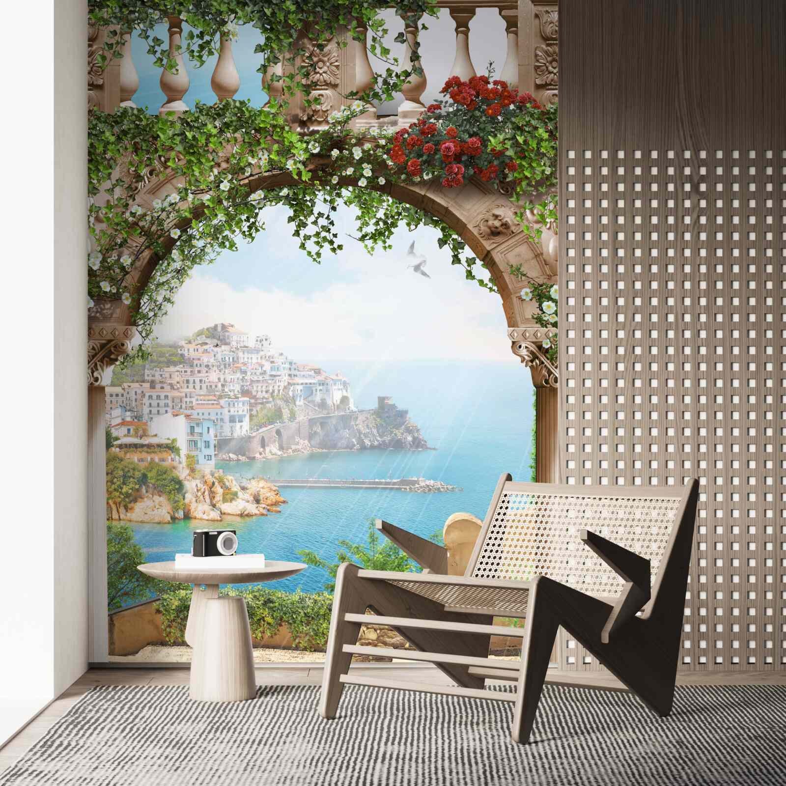 Fototapeta úžasný výhľad na more a mesto z balkóna