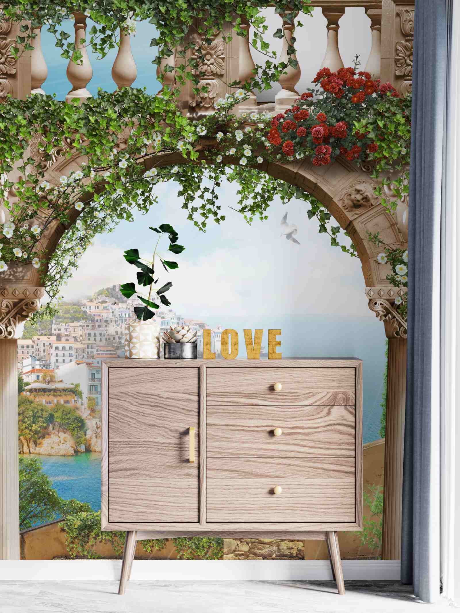 Fototapeta úžasný výhľad na more a mesto z balkóna