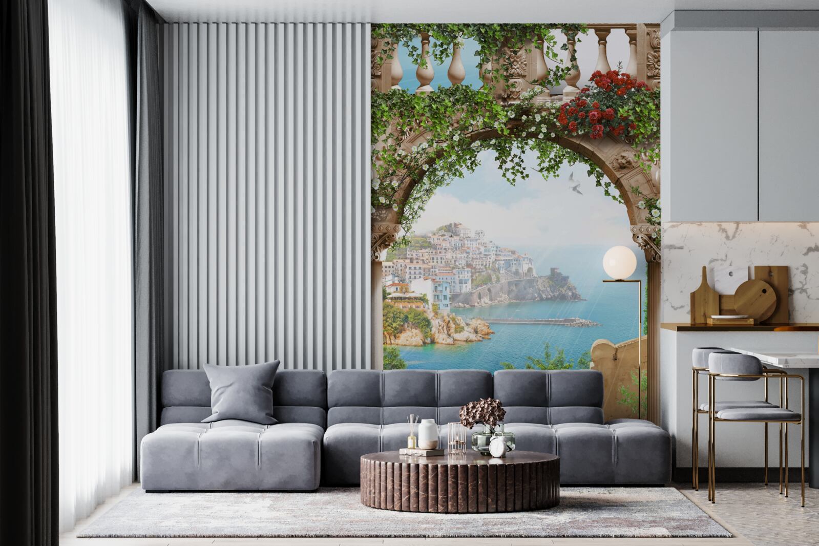 Fototapeta úžasný výhľad na more a mesto z balkóna