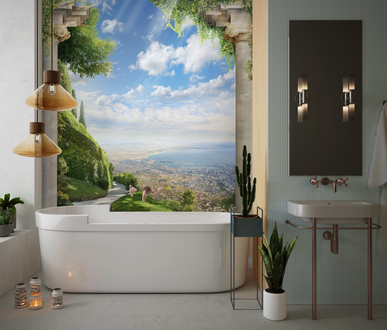 Fototapeta krajina s výhľadom na prístav