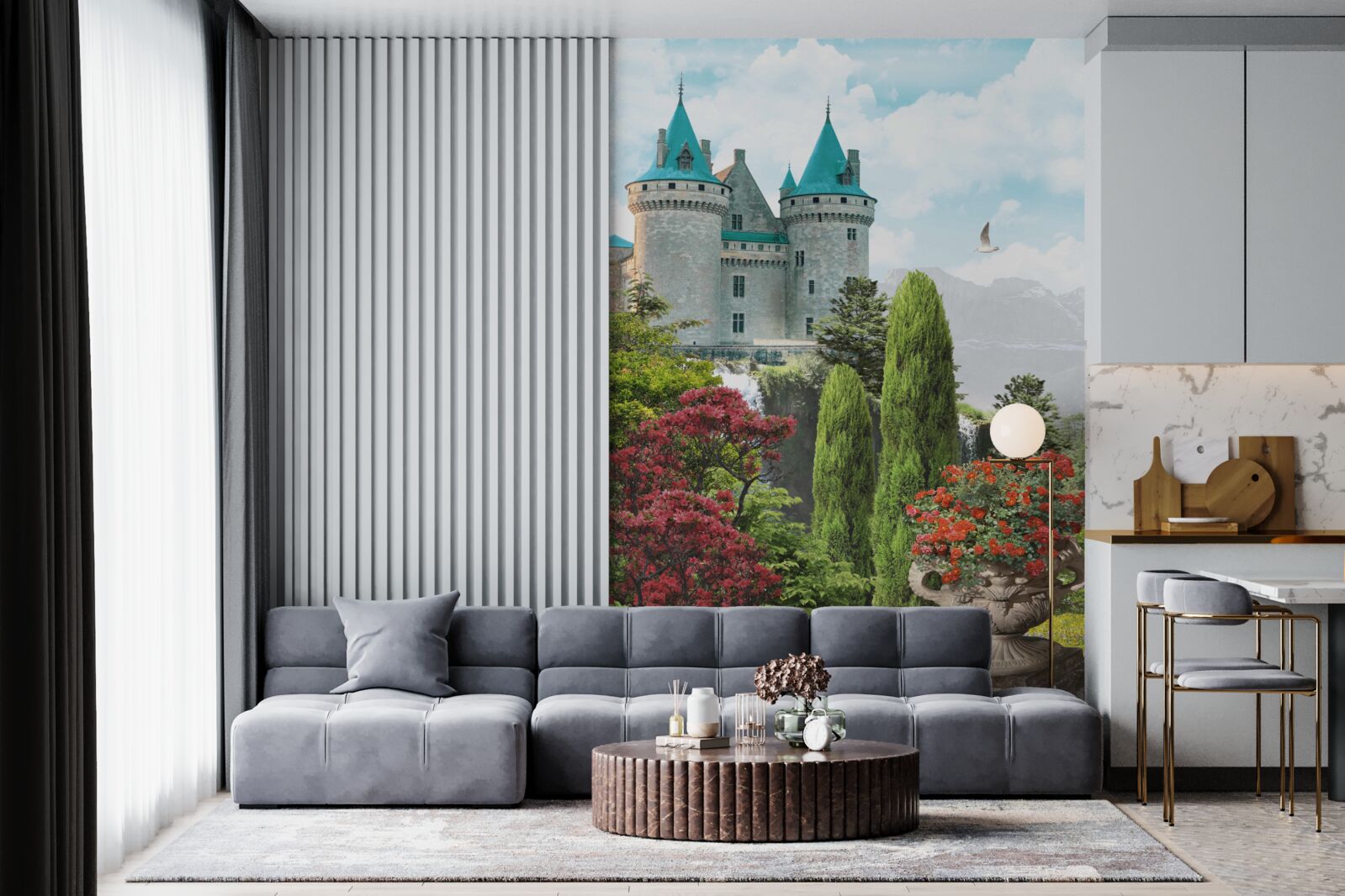 Fototapeta rozprávkový zámok obklopený zeleňou