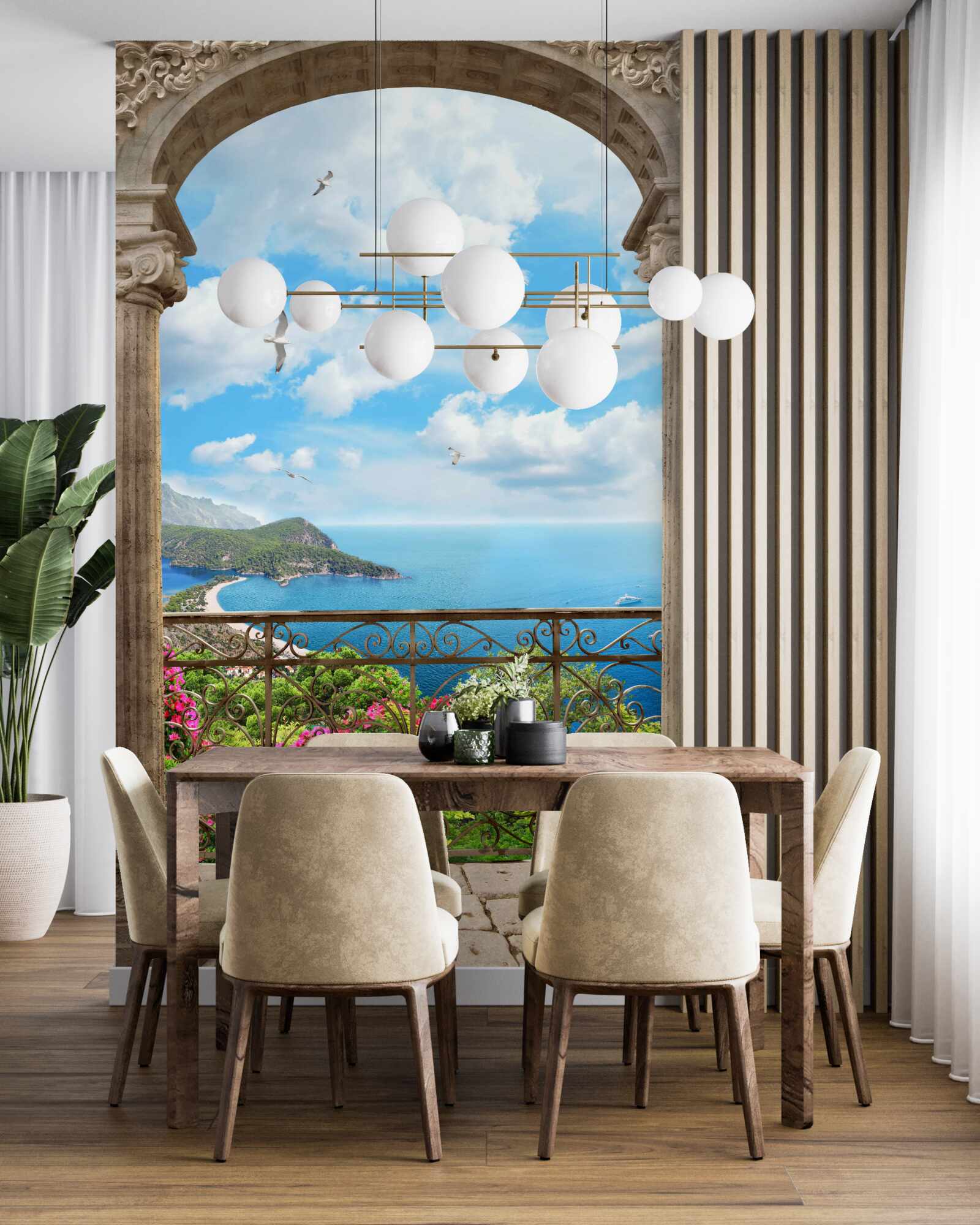 Fototapeta klenutý balkón s výhľadom na oceán