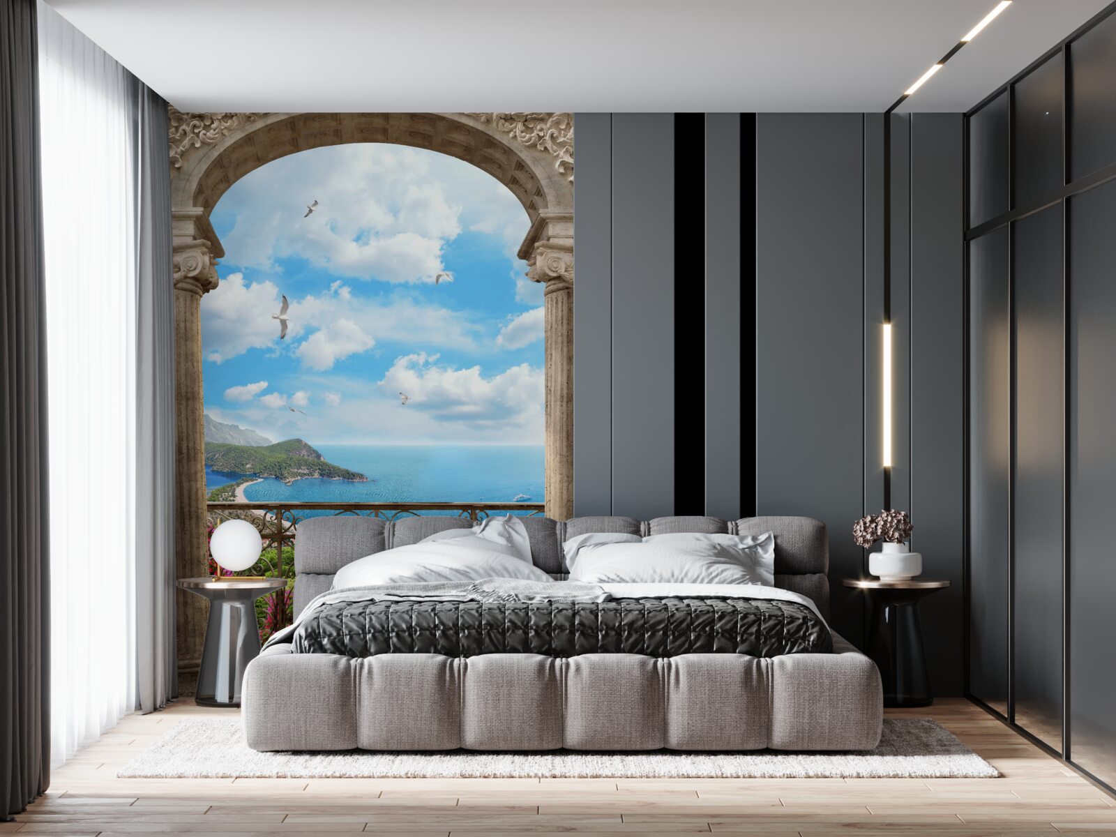 Fototapeta klenutý balkón s výhľadom na oceán