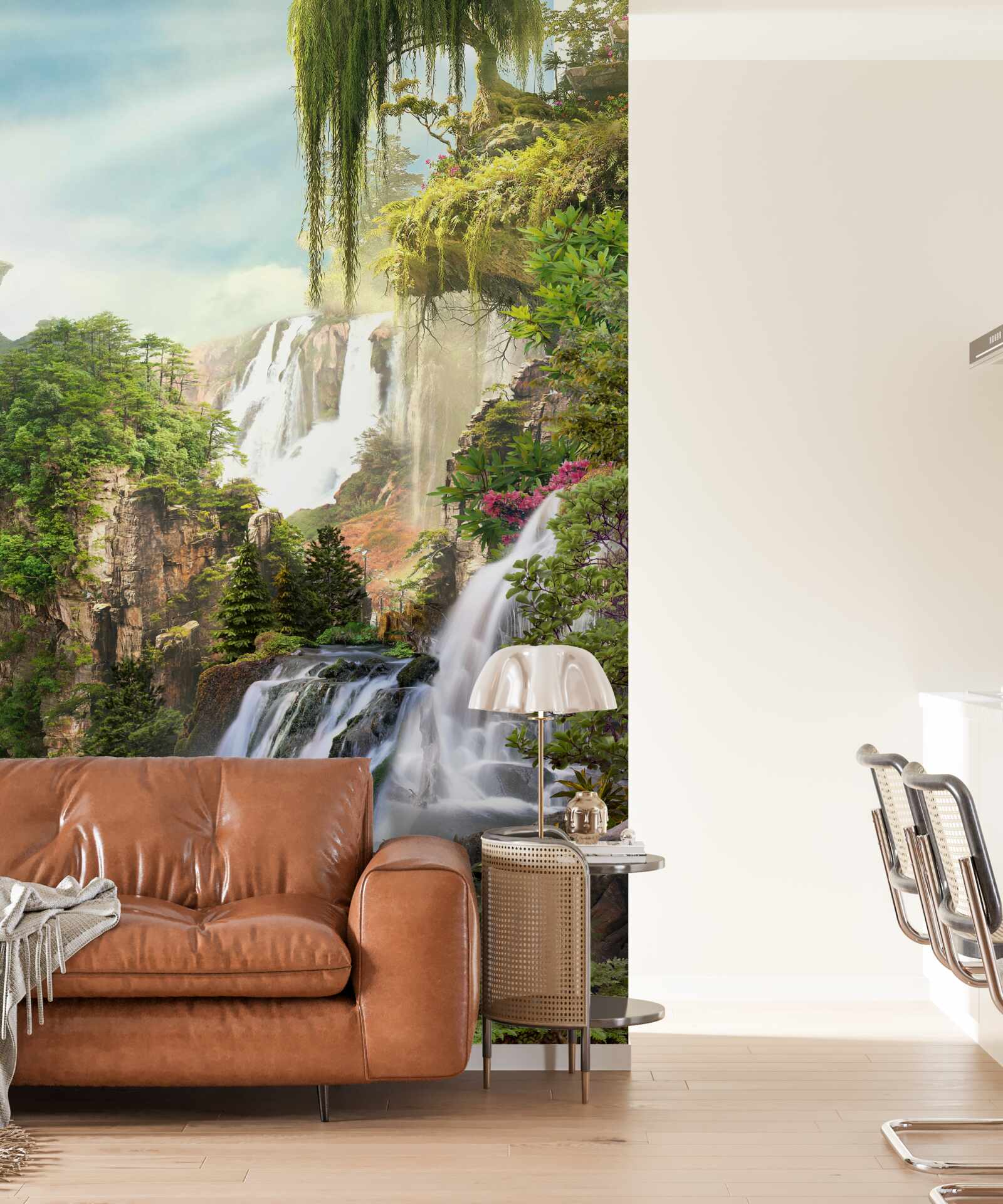 Fototapeta zeleň obklopuje vodopády