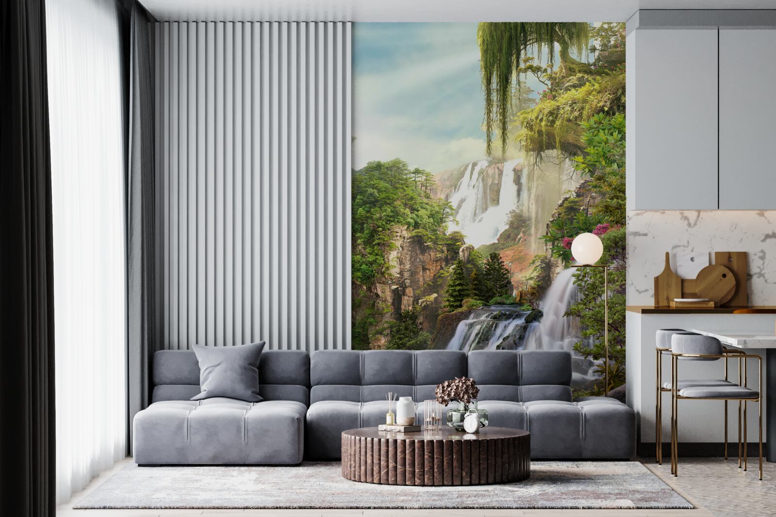 Fototapeta zeleň obklopuje vodopády