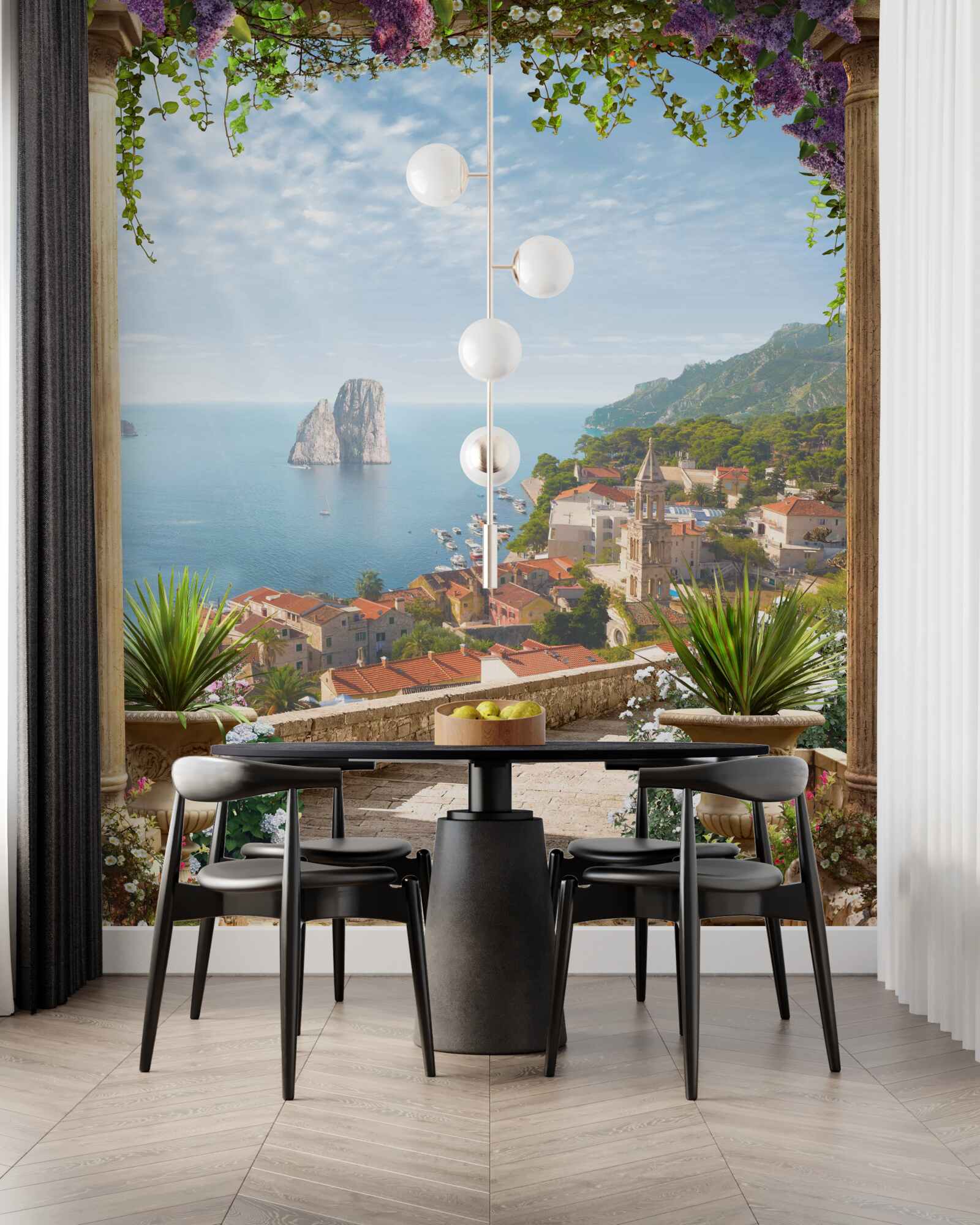 Fototapeta panoráma historického mesta a mora