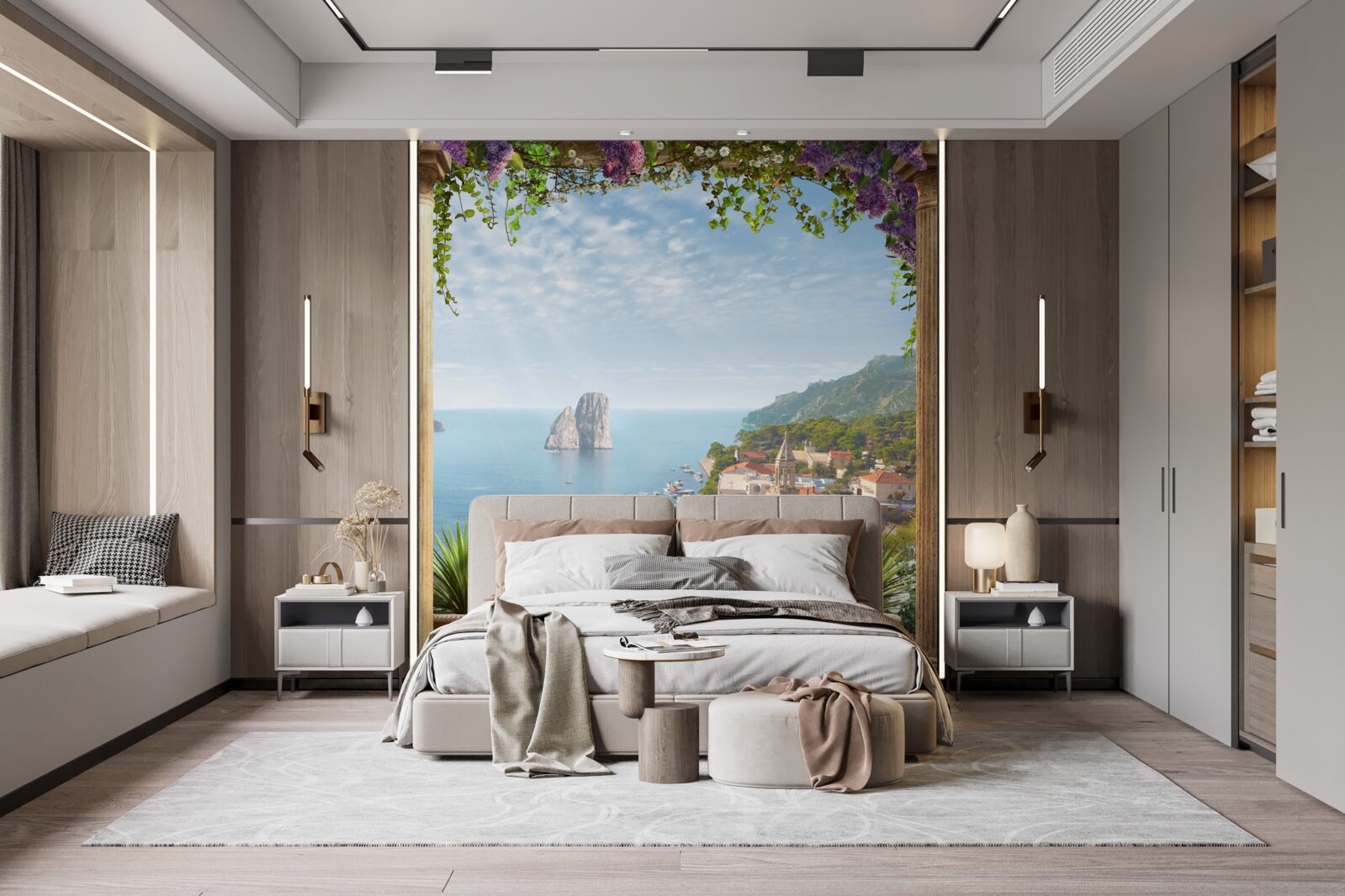 Fototapeta panoráma historického mesta a mora