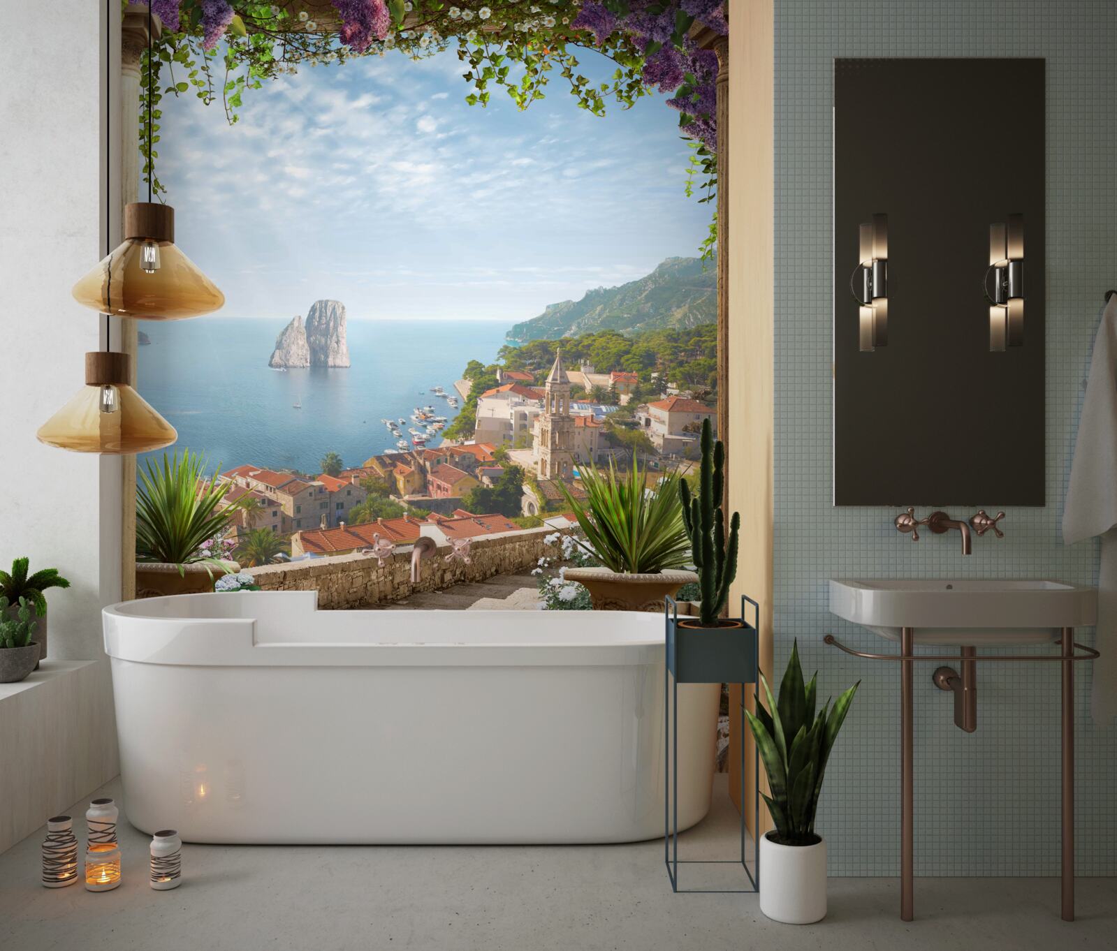 Fototapeta panoráma historického mesta a mora