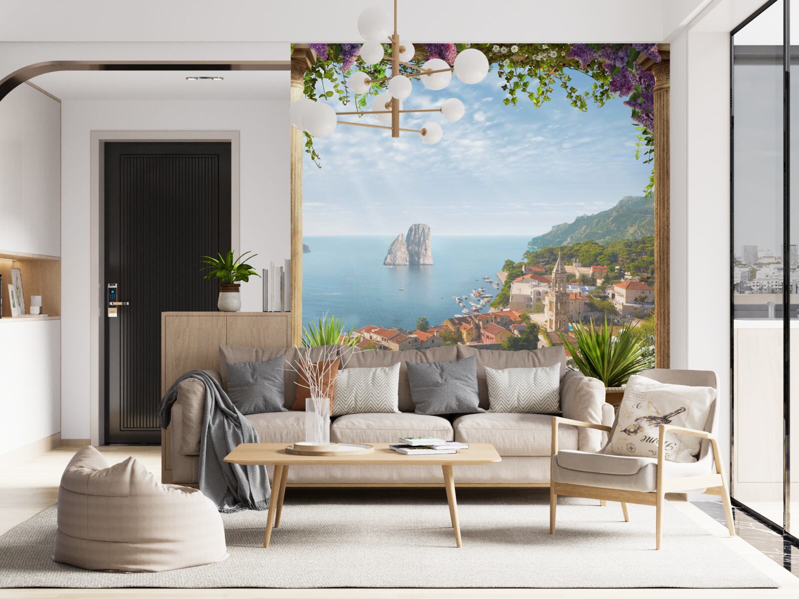 Fototapeta panoráma historického mesta a mora