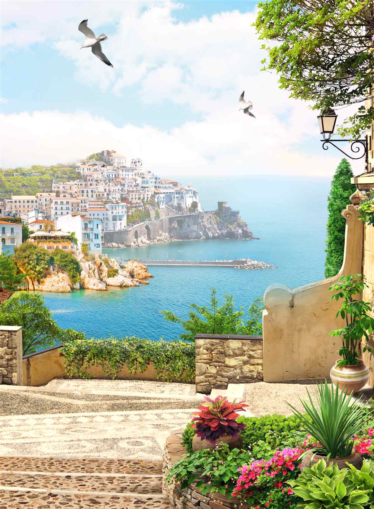 Fototapeta domy pri pobreží