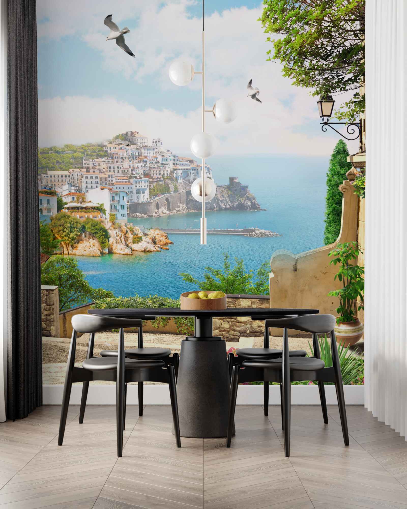 Fototapeta domy pri pobreží