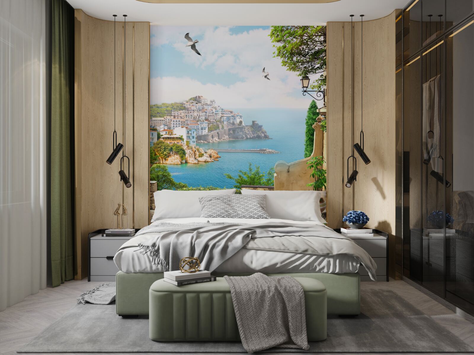 Fototapeta domy pri pobreží