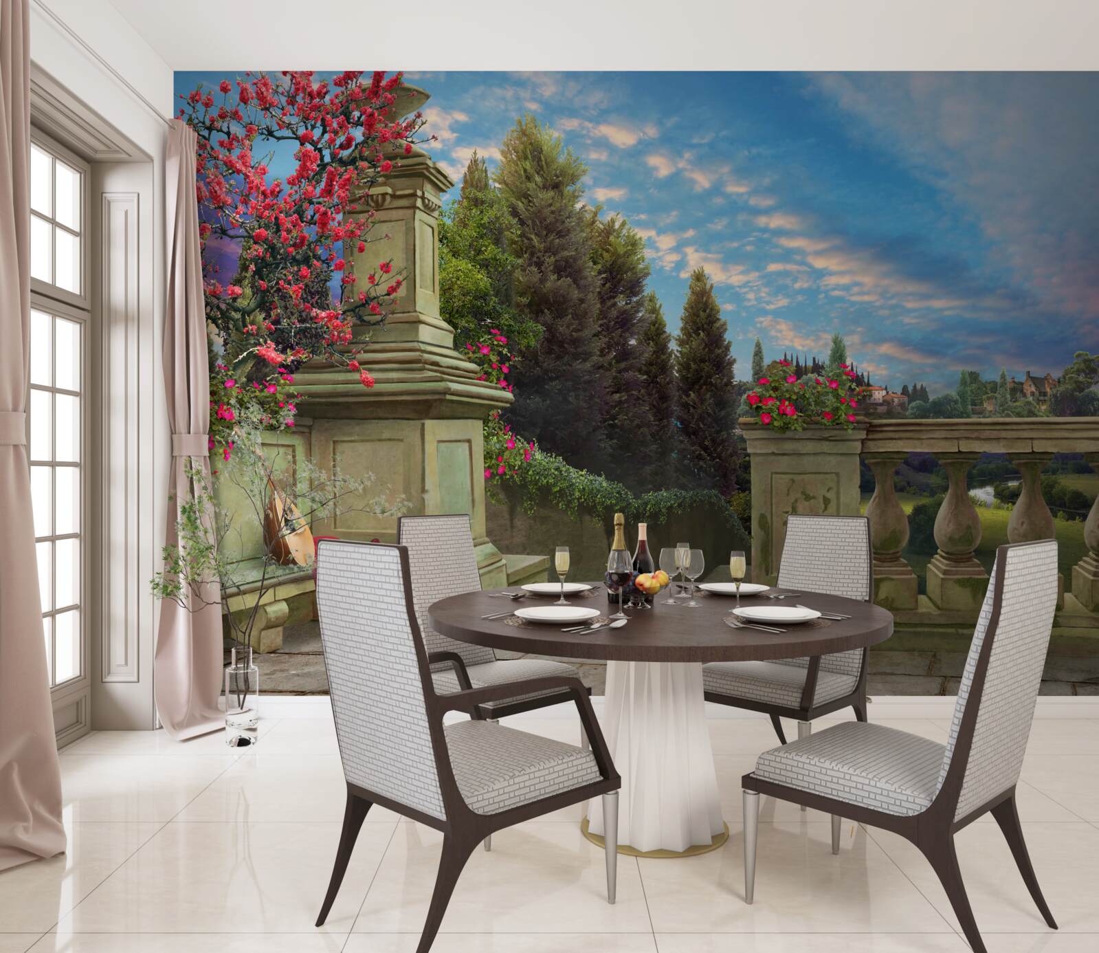 Fototapeta opustený hudobný nástroj a šarlátové plátno