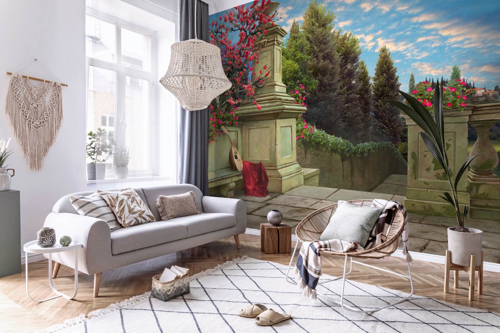 Fototapeta opustený hudobný nástroj a šarlátové plátno