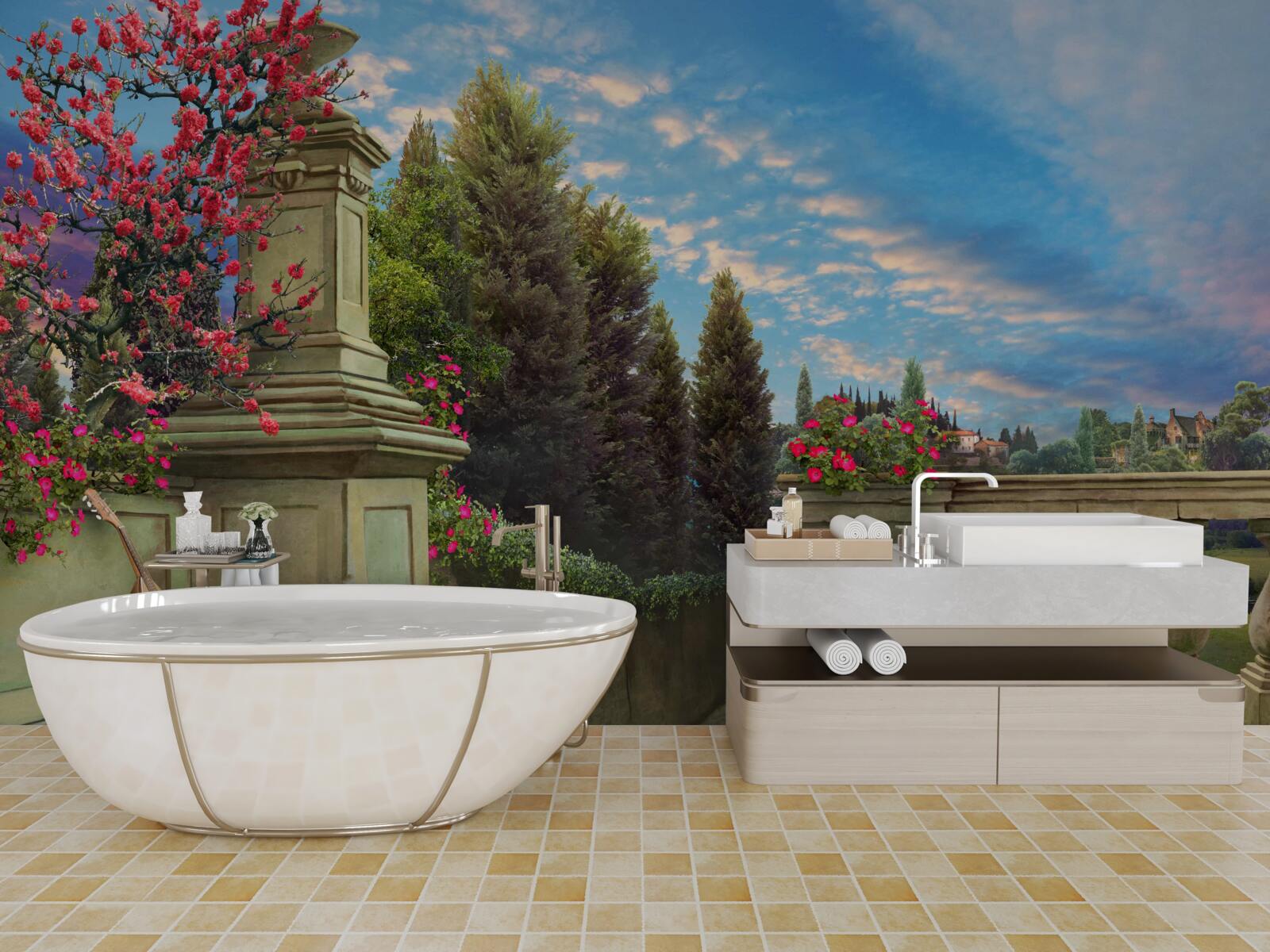 Fototapeta opustený hudobný nástroj a šarlátové plátno