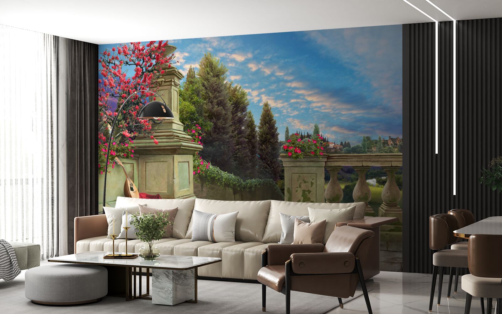 Fototapeta opustený hudobný nástroj a šarlátové plátno