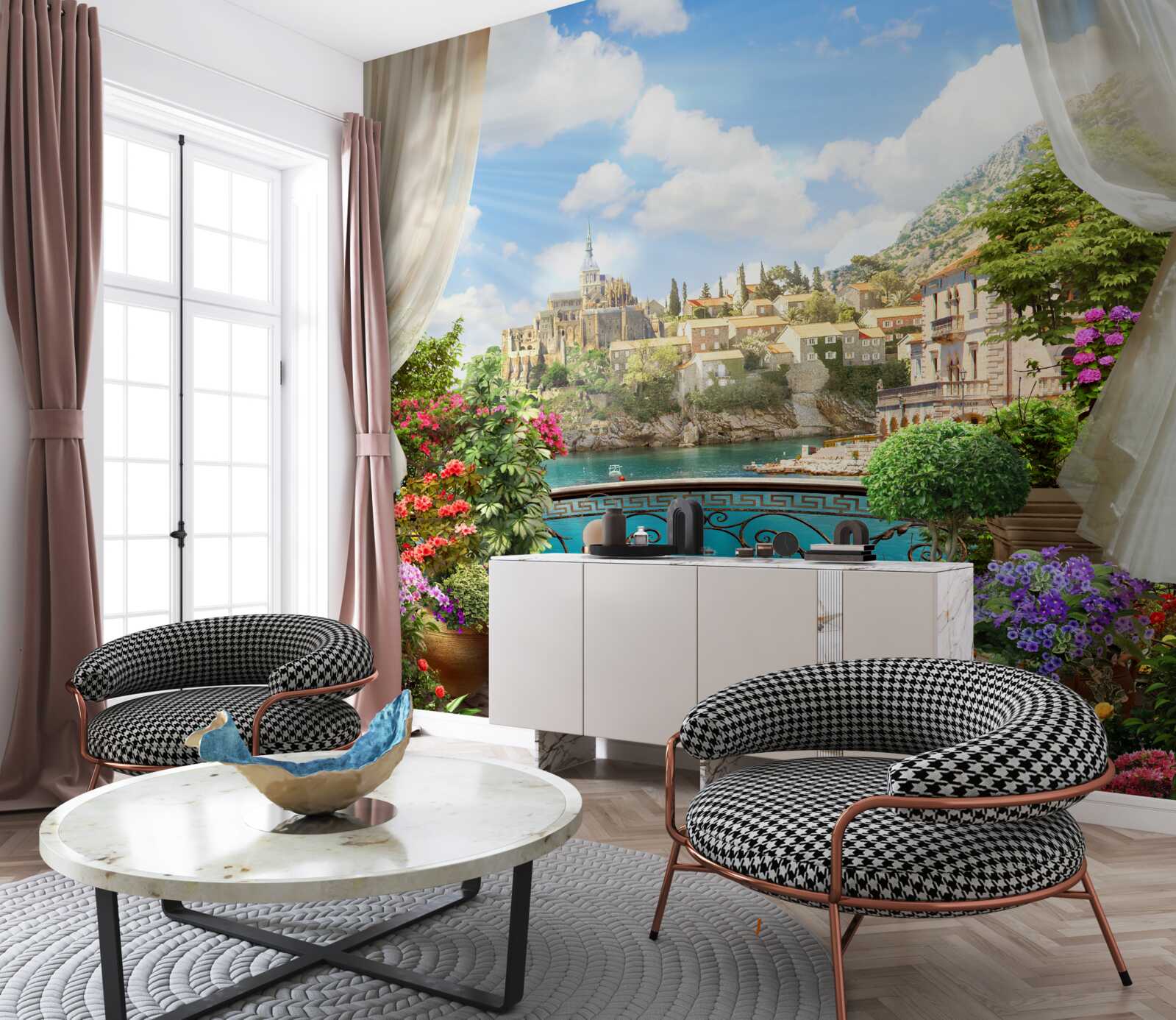 Fototapeta panoramatický výhľad na mesto z balkóna