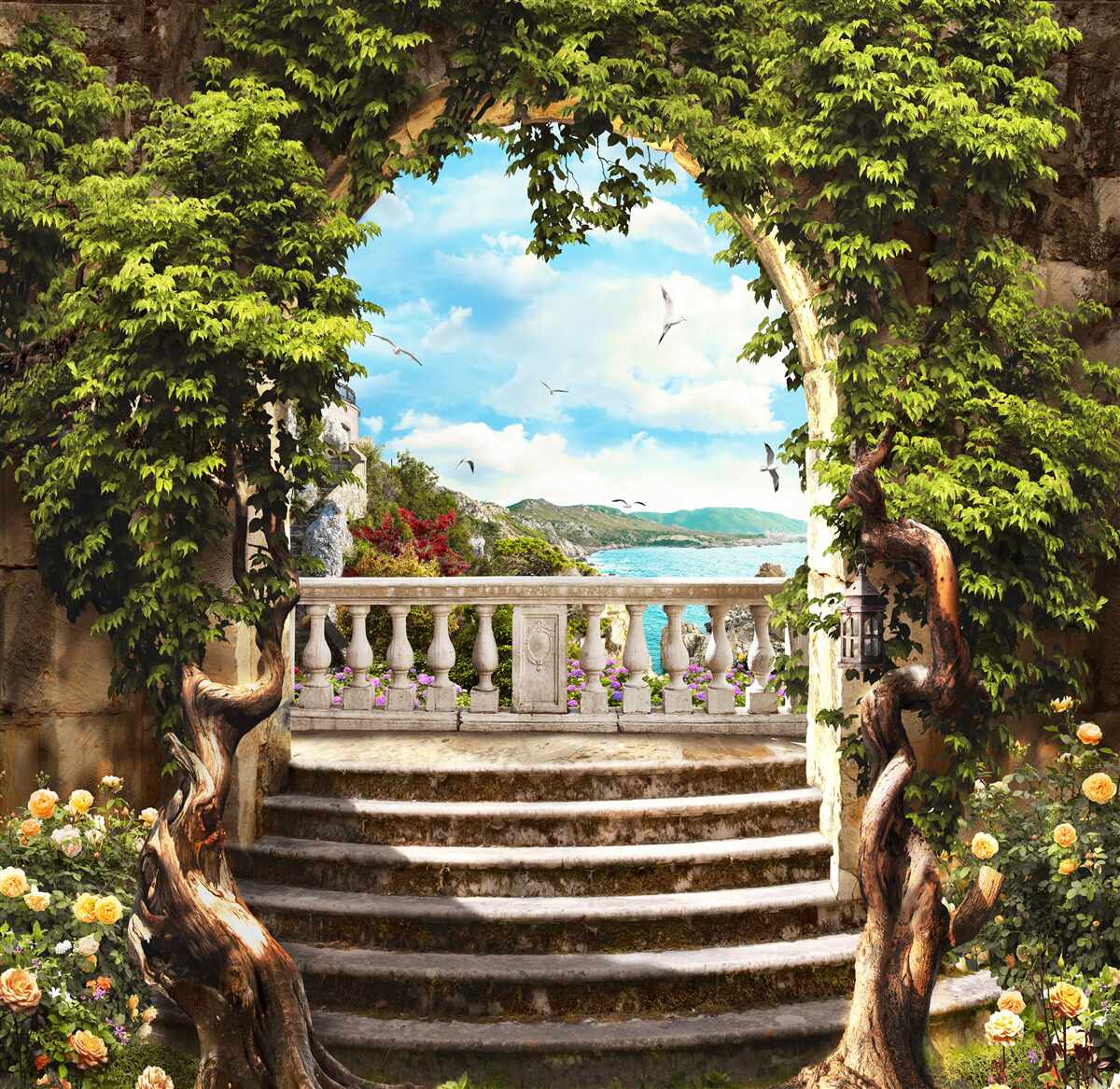 Fototapeta schody vedúce na balkón