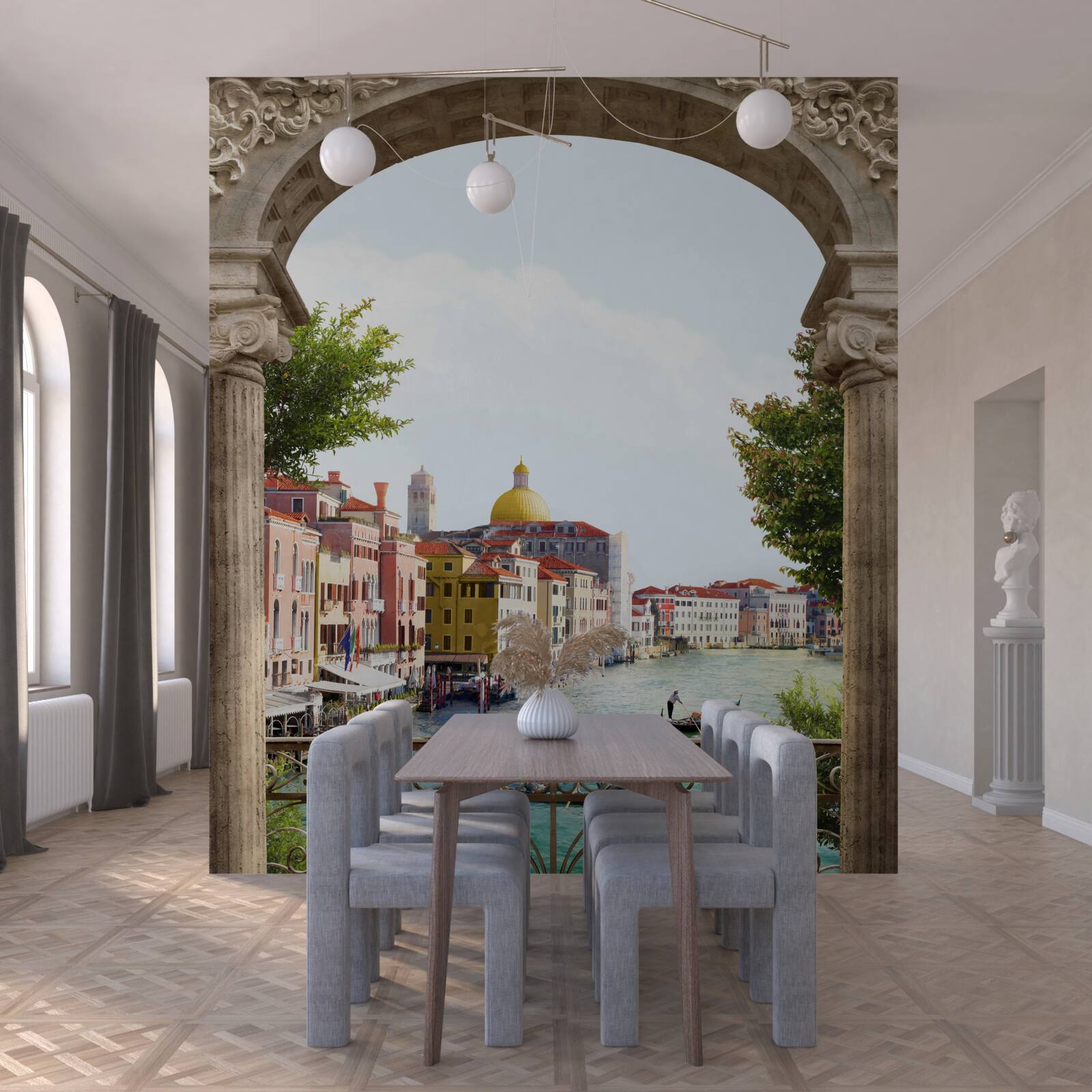 Fototapeta oblúk na terase a nádherná krajina