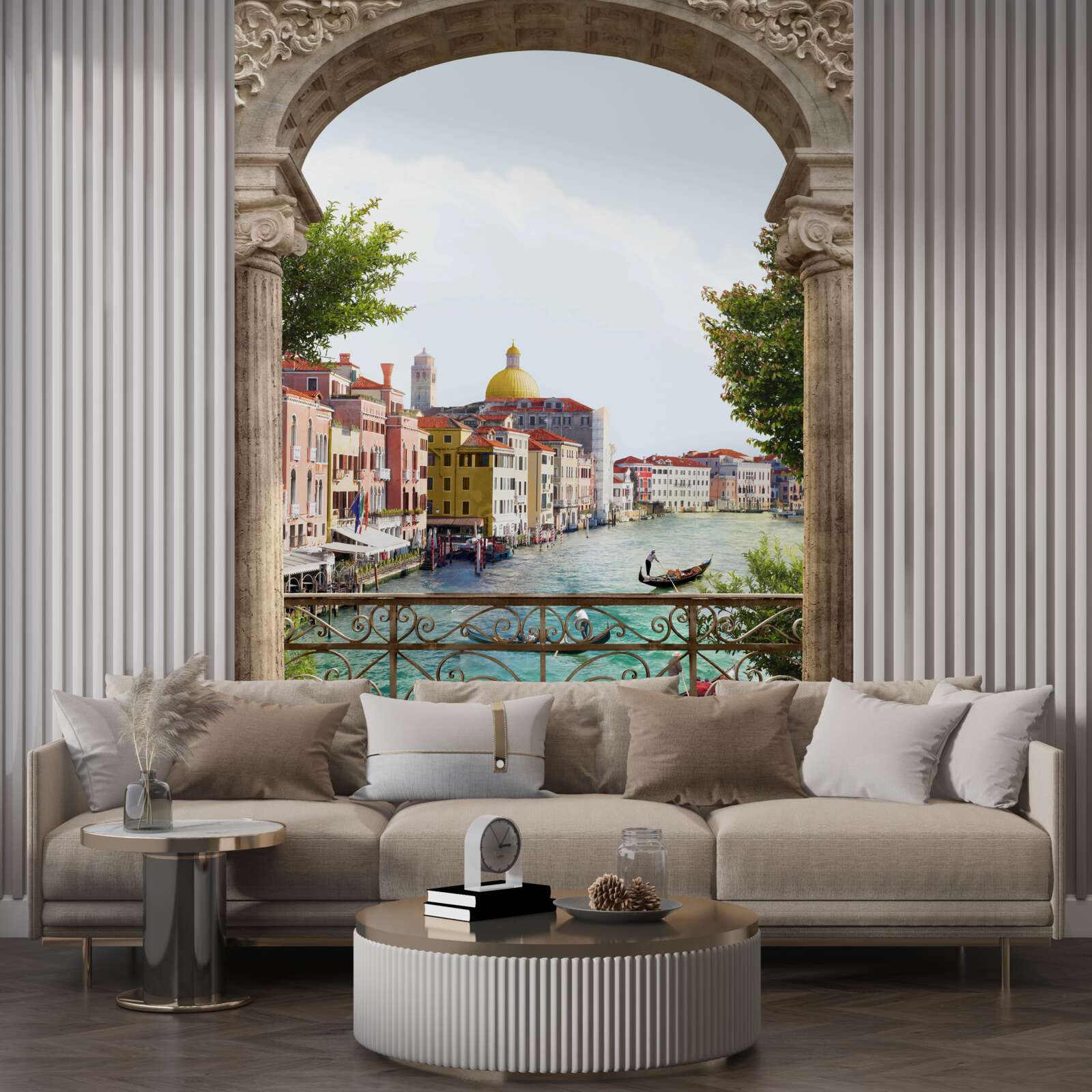 Fototapeta oblúk na terase a nádherná krajina