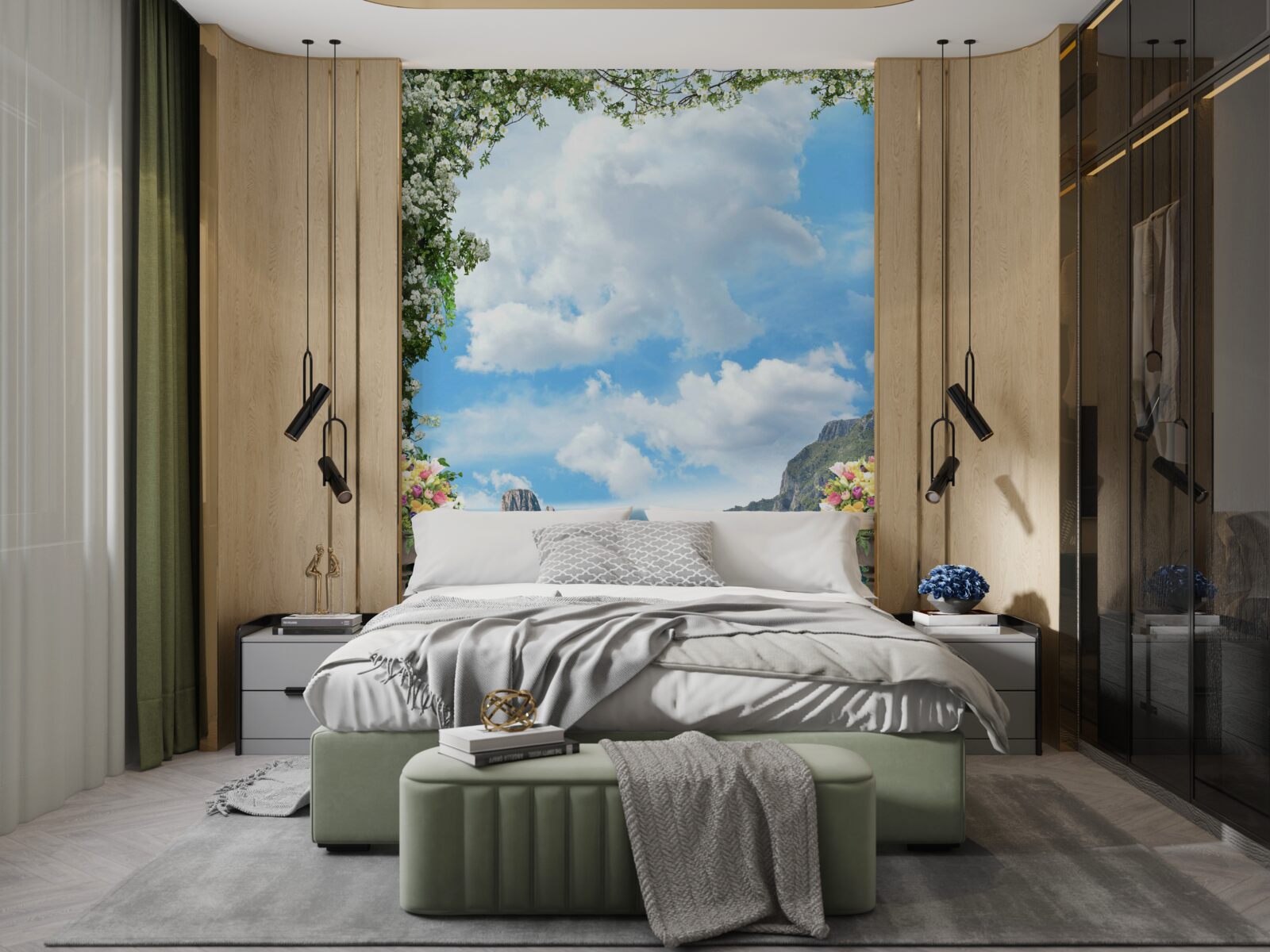 Fototapeta panoramatický výhľad na more a skaly z malebného balkóna