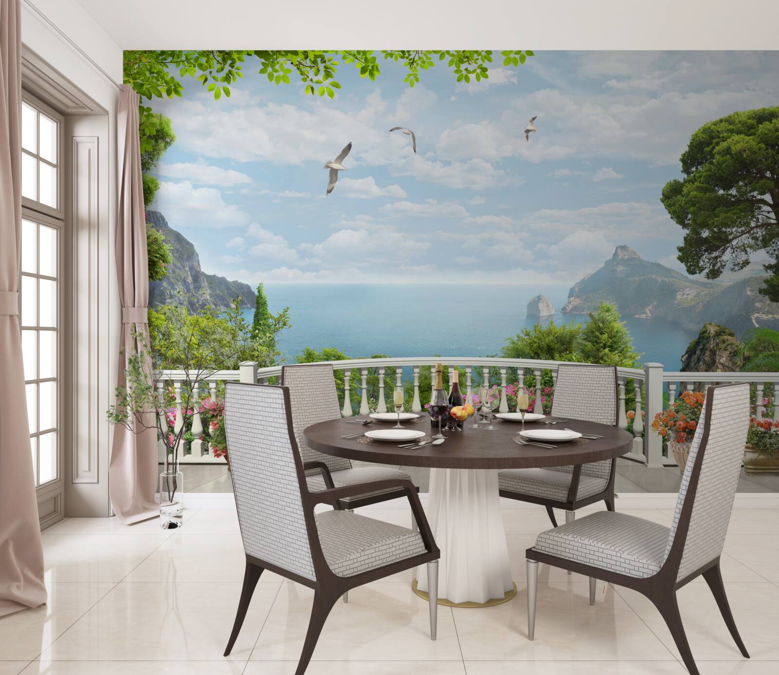 Fototapeta panoramatický výhľad na more z terasy