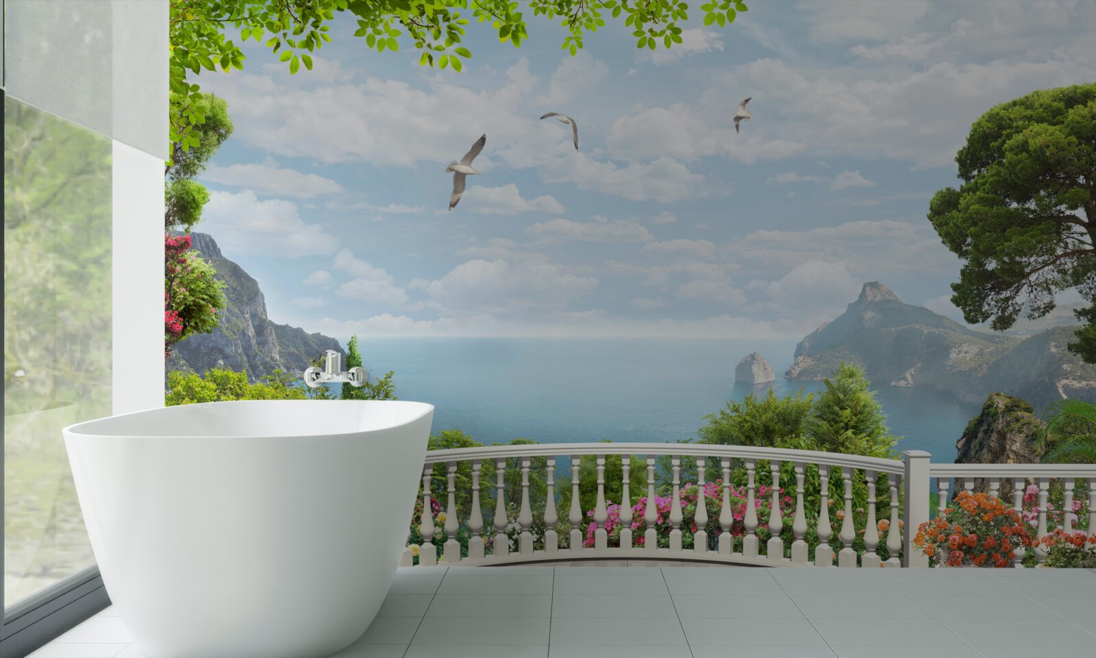 Fototapeta panoramatický výhľad na more z terasy