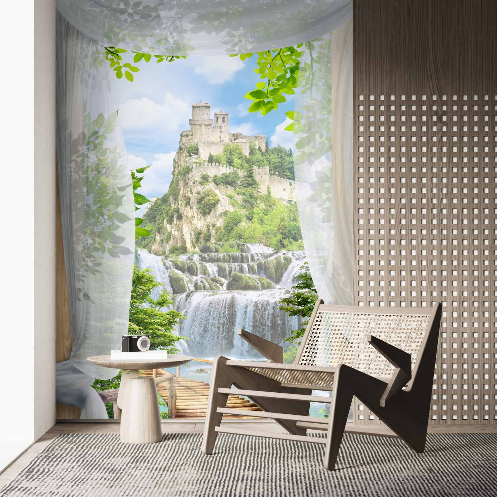 Fototapeta vodopád a pevnosť