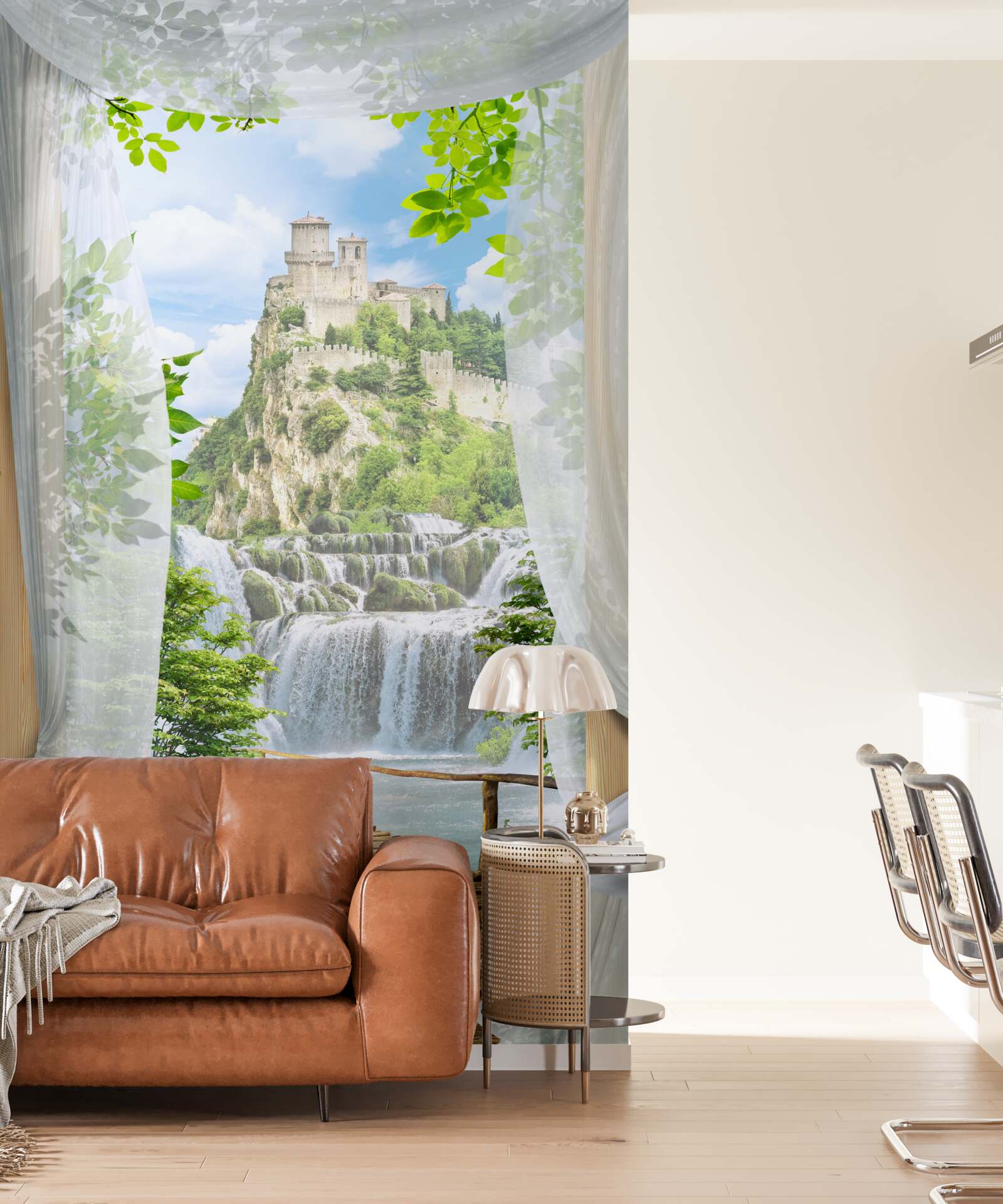 Fototapeta vodopád a pevnosť