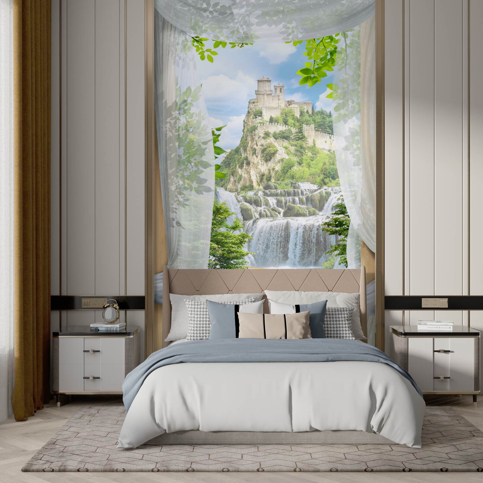 Fototapeta vodopád a pevnosť