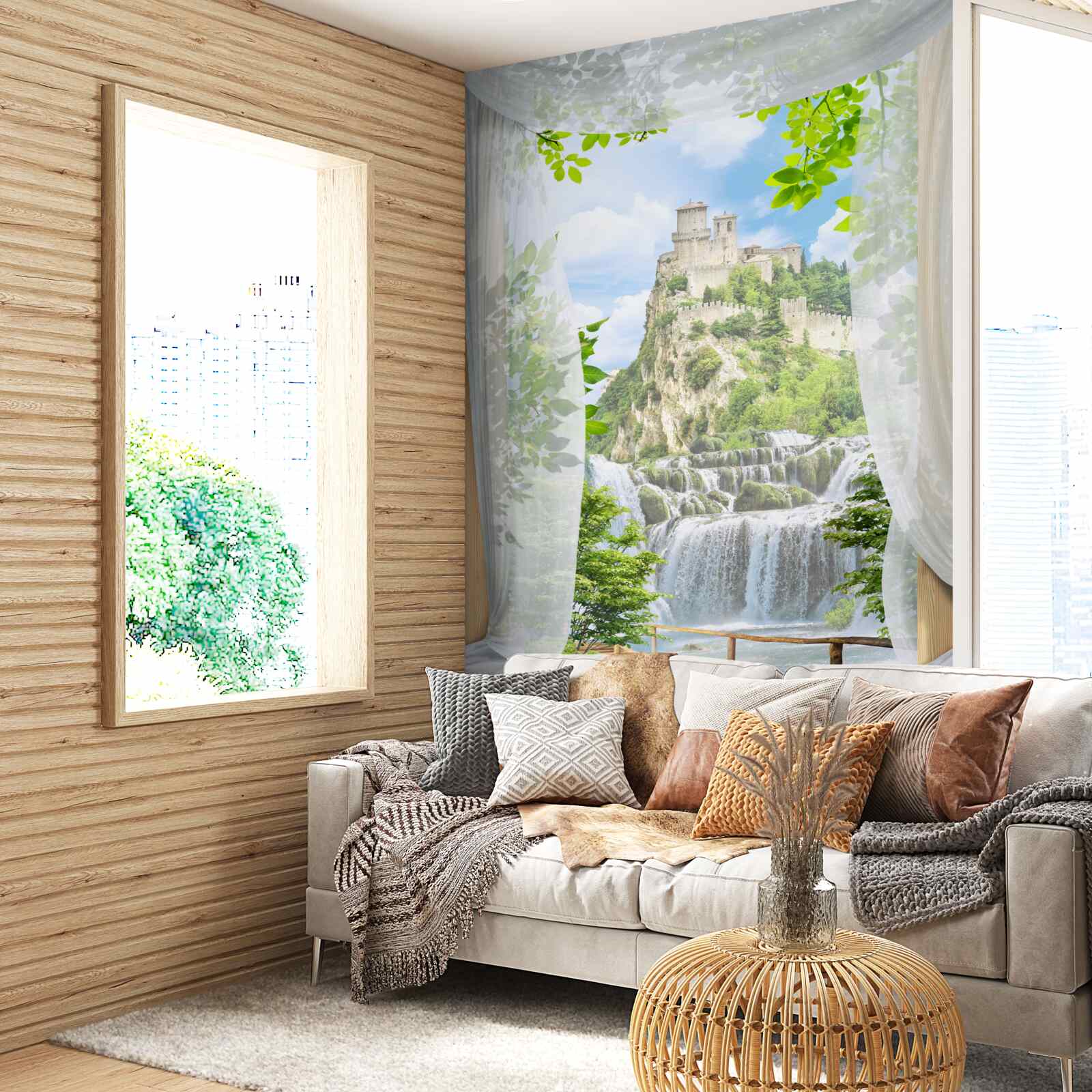 Fototapeta vodopád a pevnosť