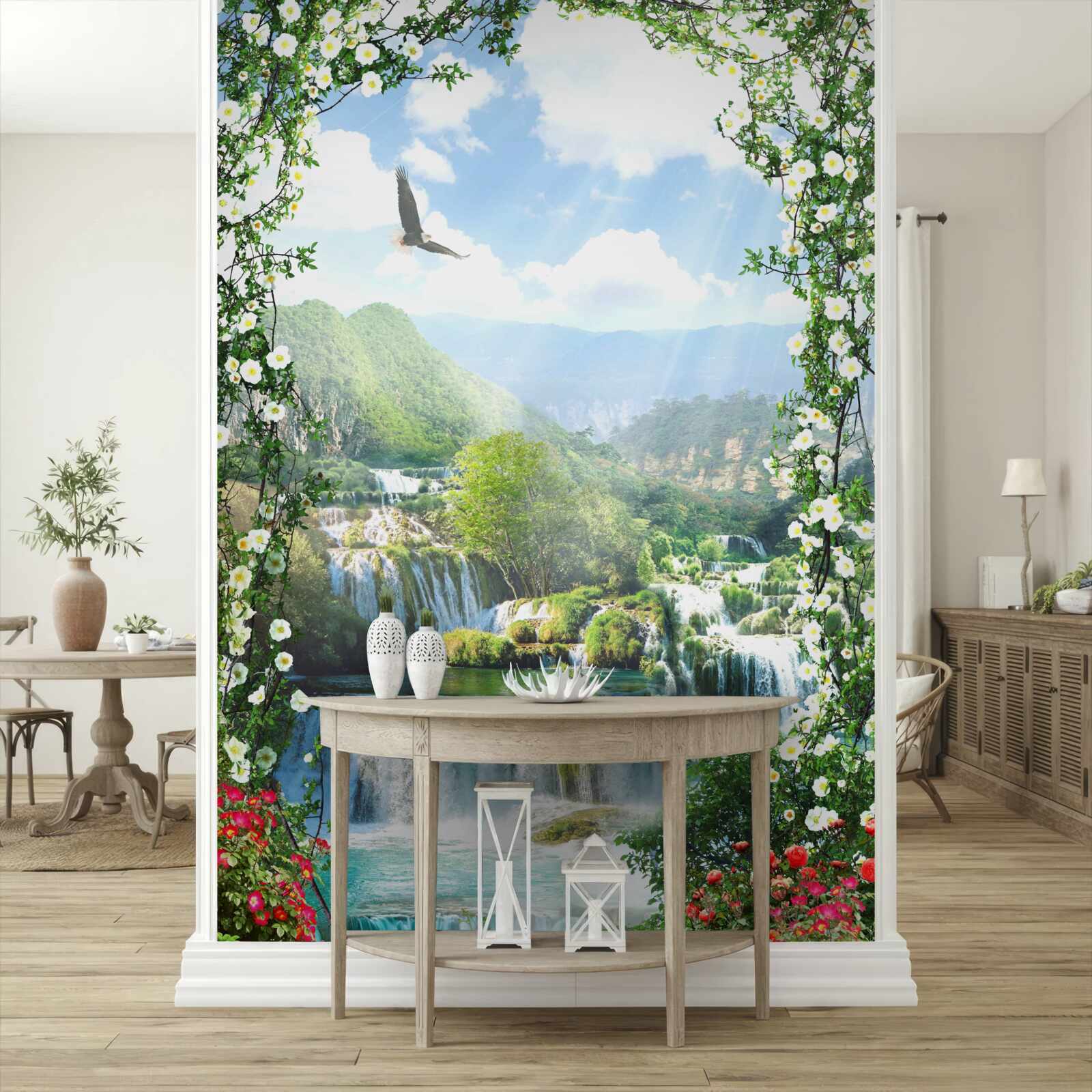 Fototapeta krajina vodopádov z balkóna