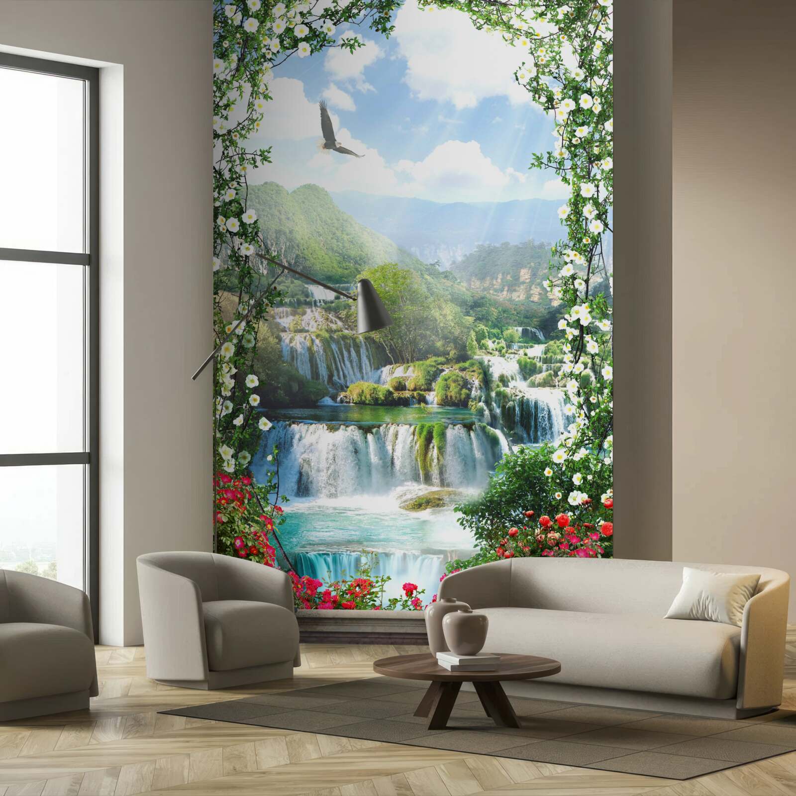 Fototapeta krajina vodopádov z balkóna