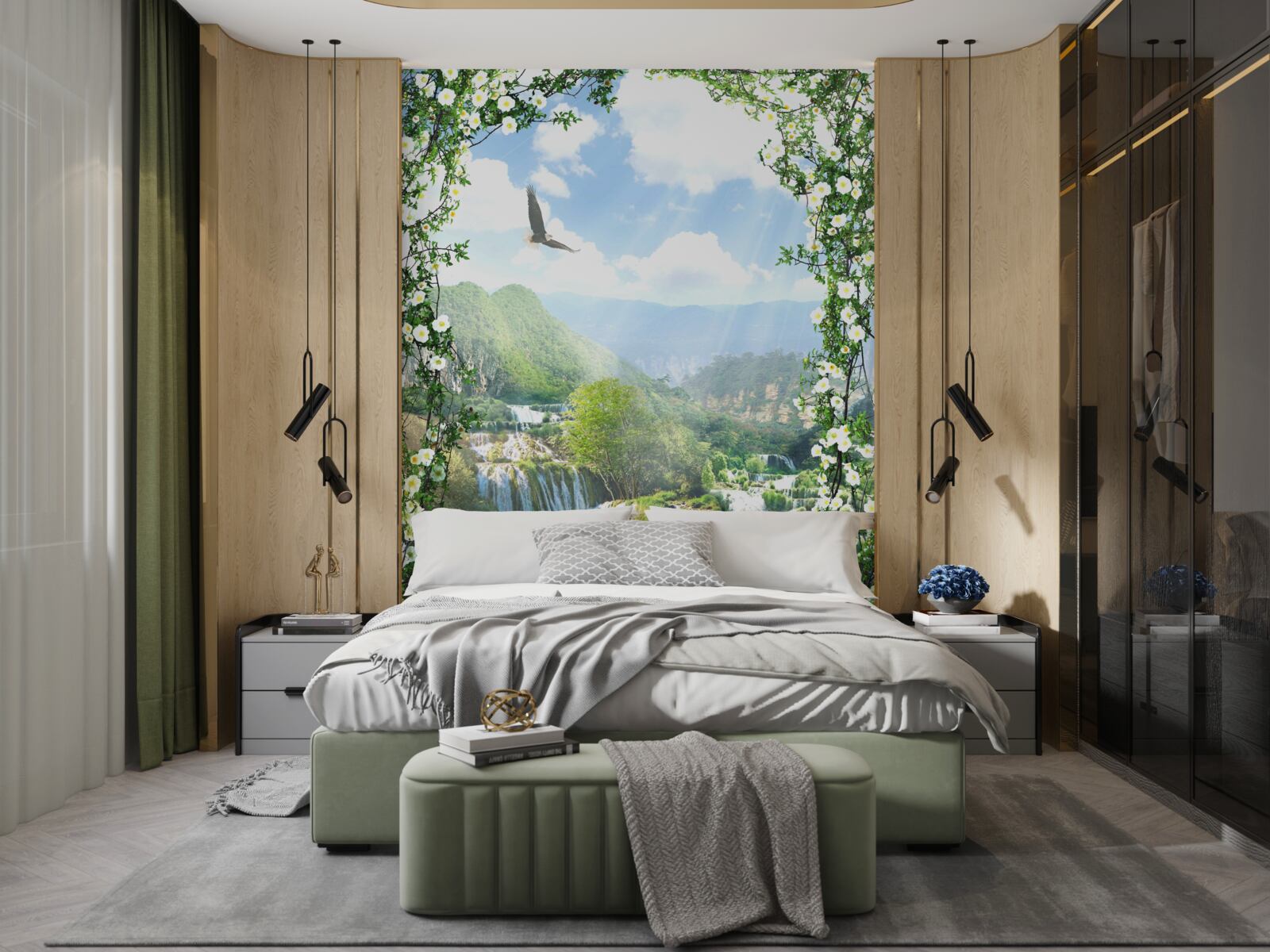 Fototapeta krajina vodopádov z balkóna