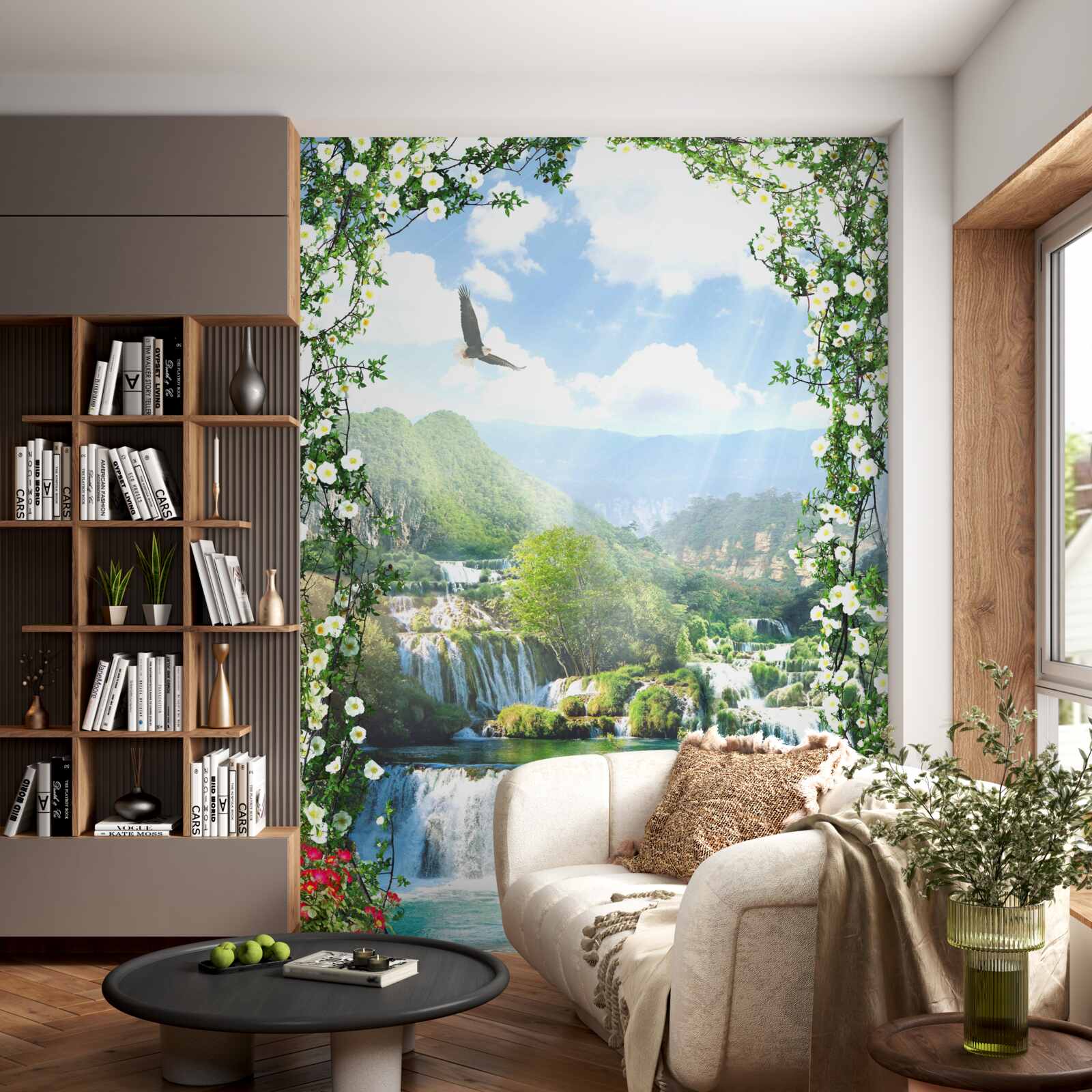 Fototapeta krajina vodopádov z balkóna