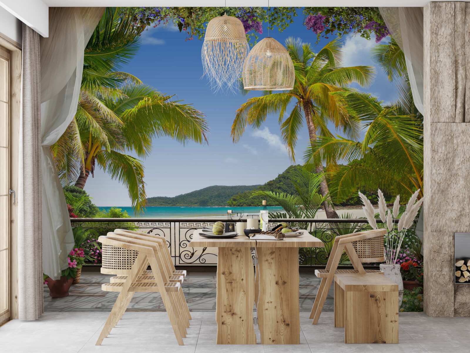 Fototapeta krajina s palmami na pláži