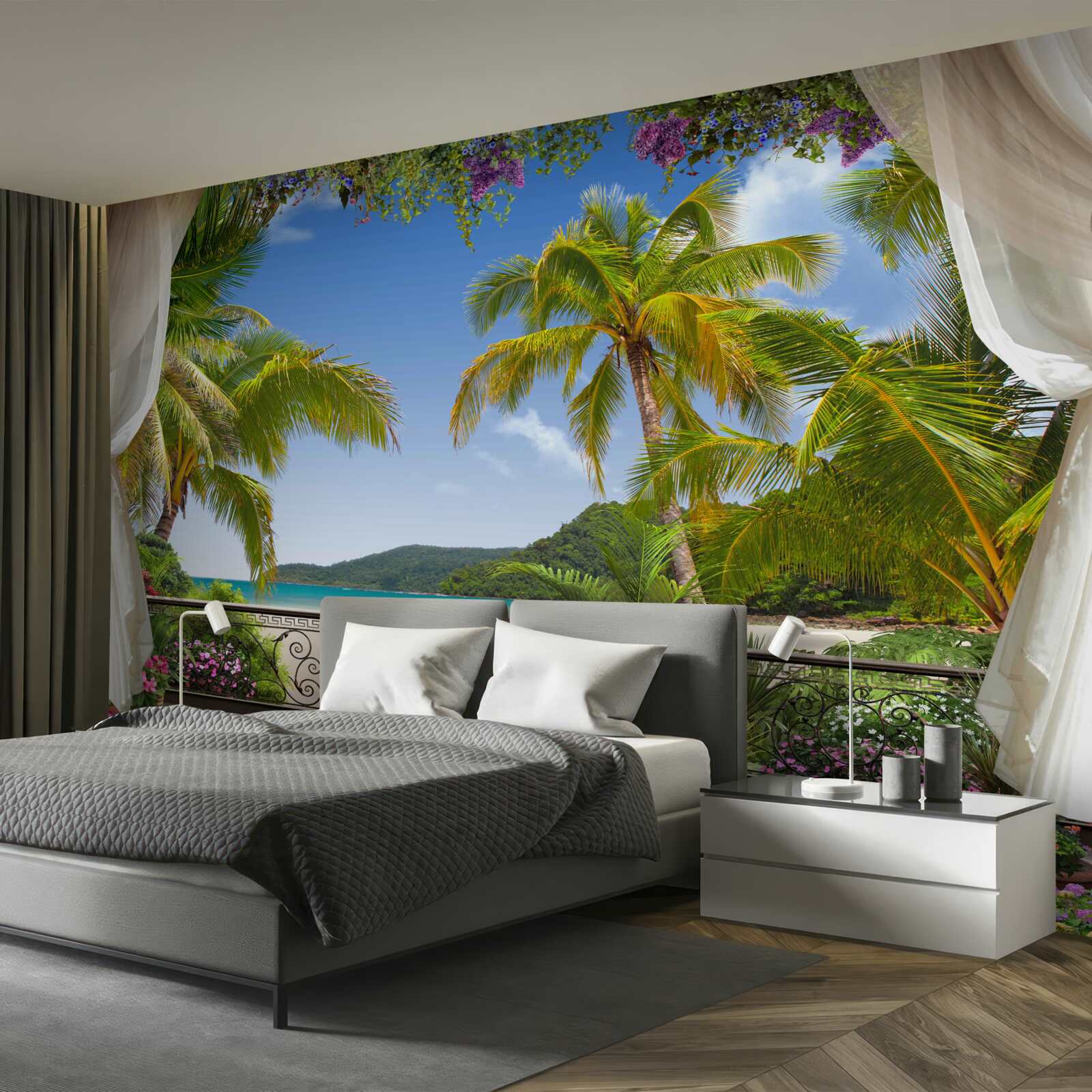 Fototapeta krajina s palmami na pláži