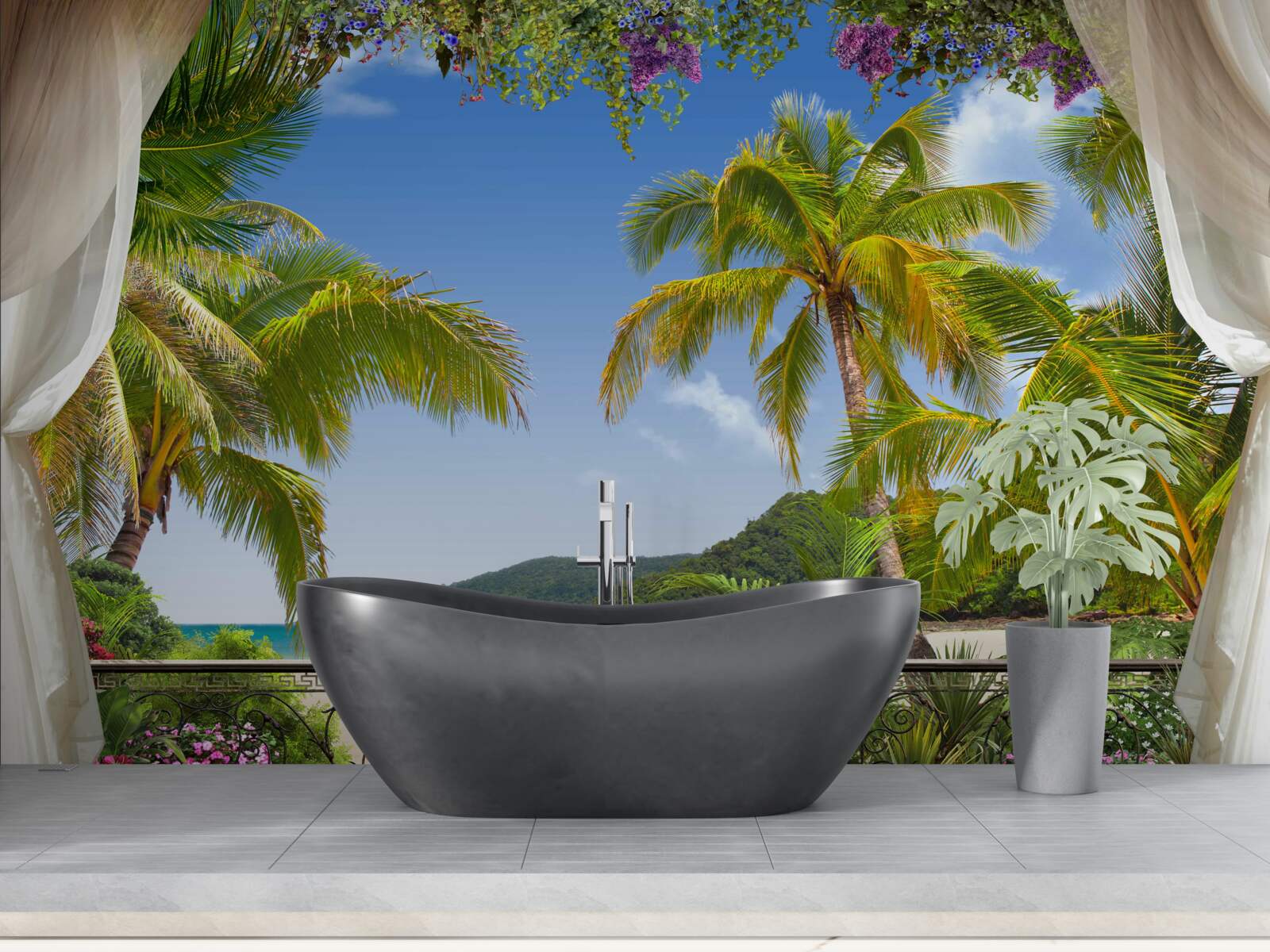 Fototapeta krajina s palmami na pláži